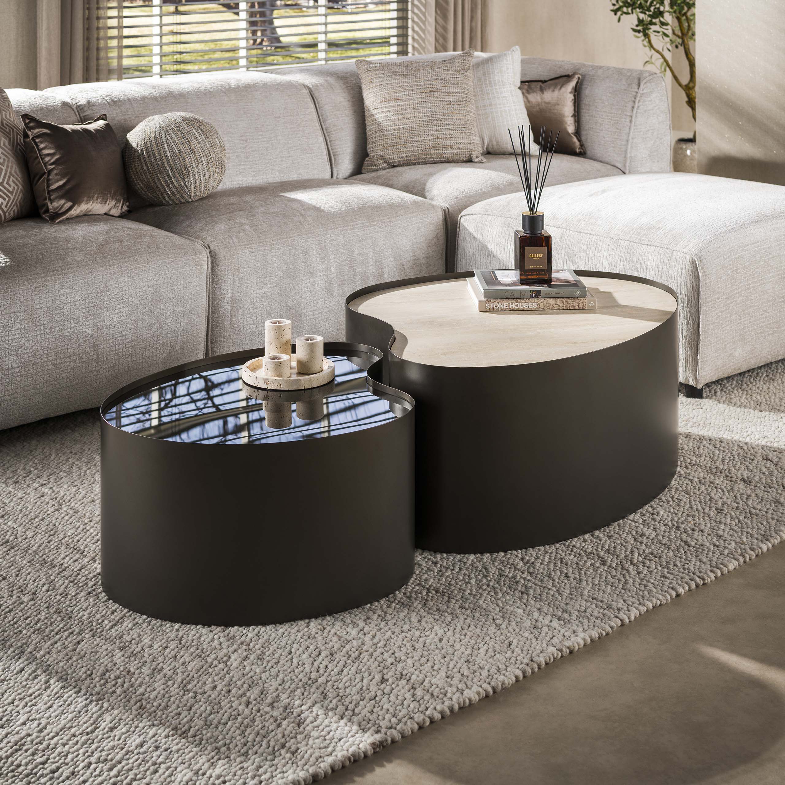 Couchtisch organisch metal – 2er-Set – Ambiente
