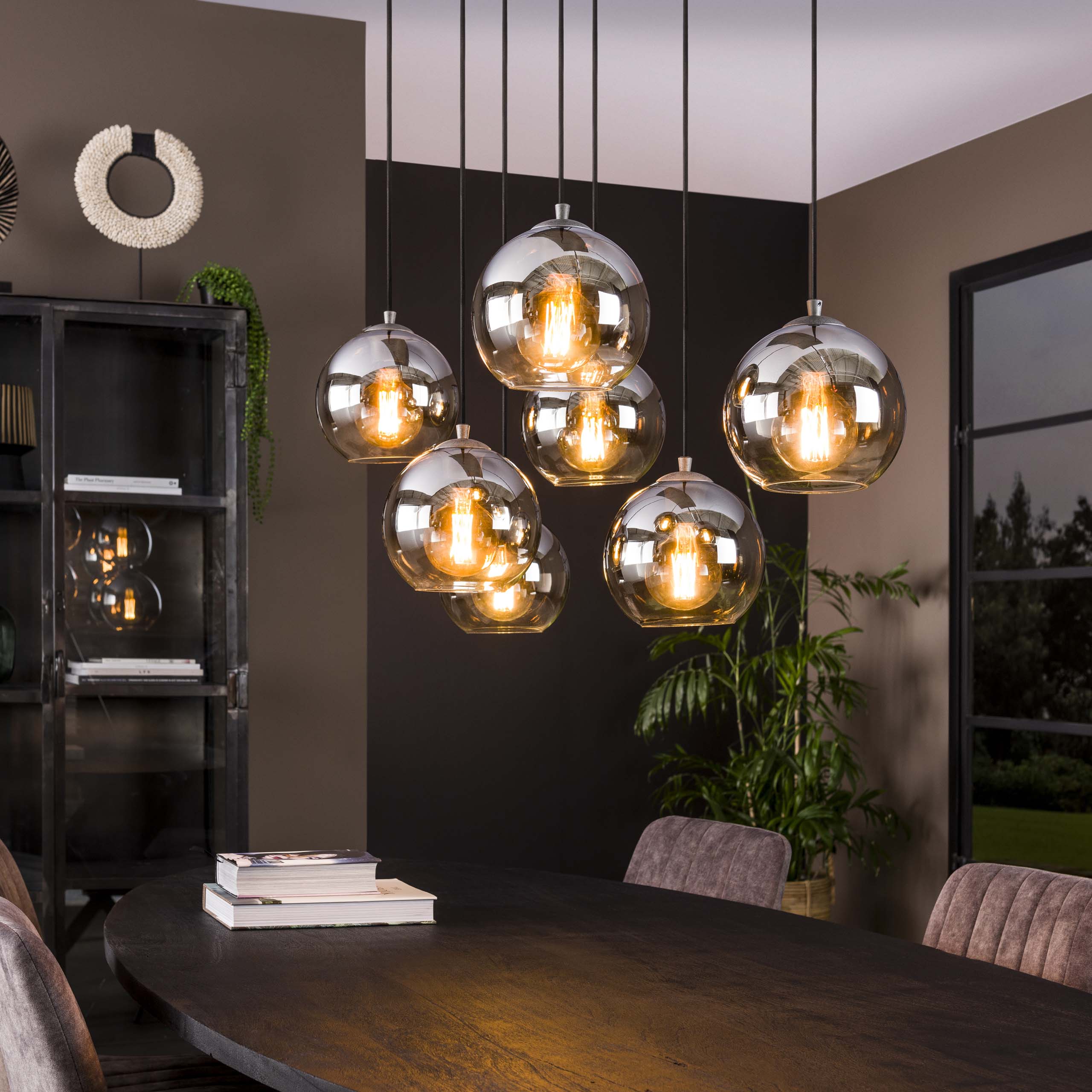 Pendelleuchte Opal Shaded 4+3-Fassungen – Ambiente