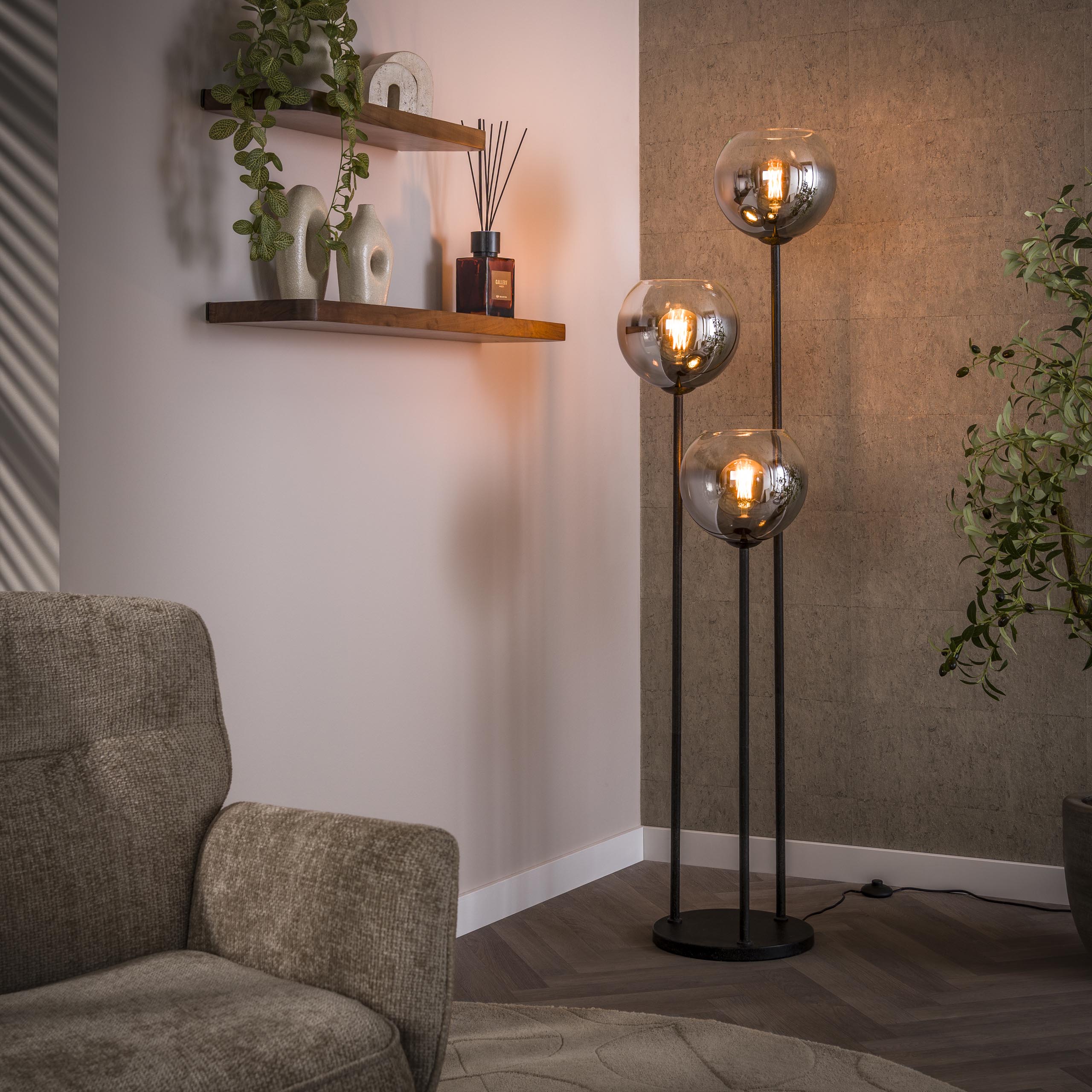 Stehleuchte Opal Shaded 3-Fassungen – Ambiente