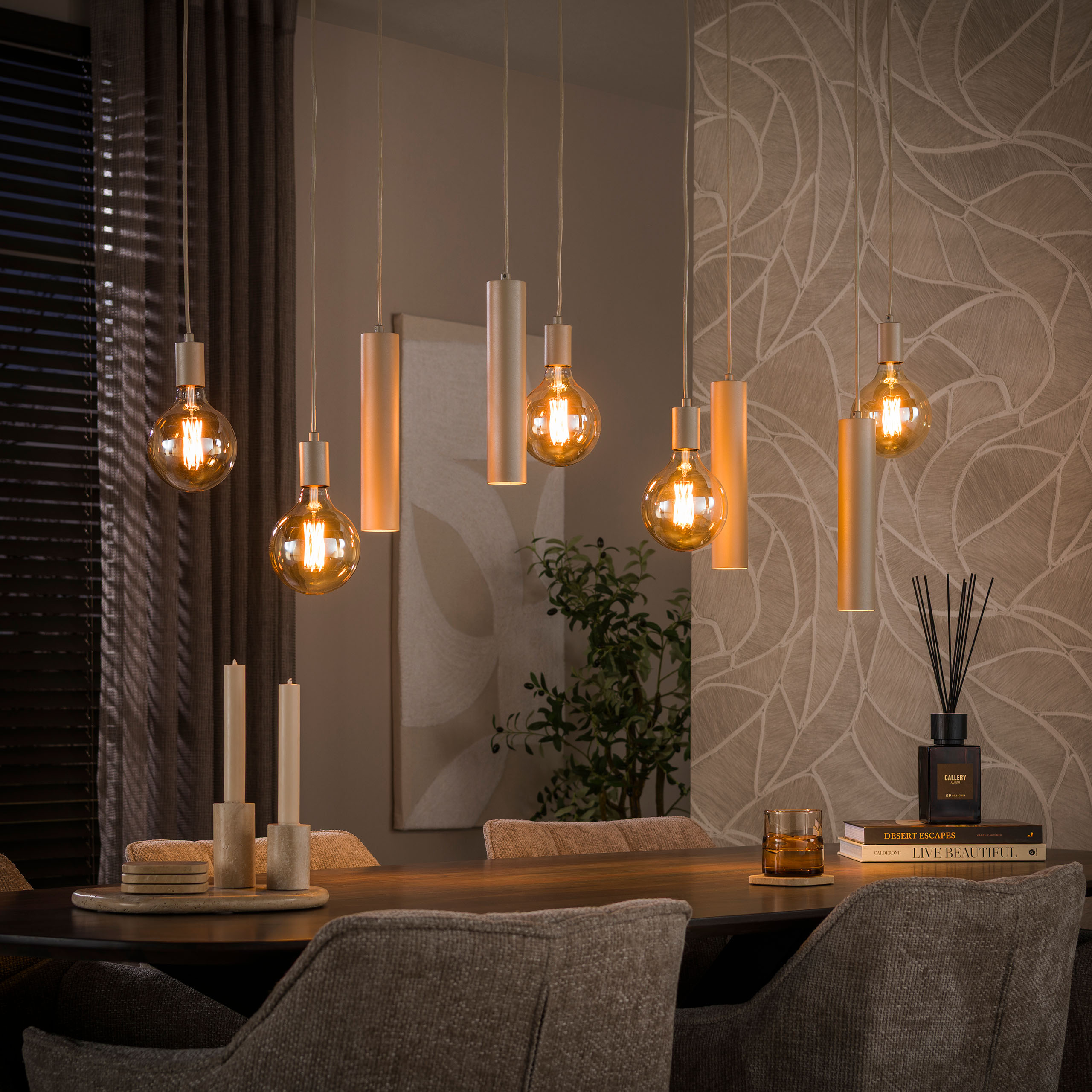 Pendelleuchte Kühlungsborn 5+4-Fassungen - Beige – Ambiente