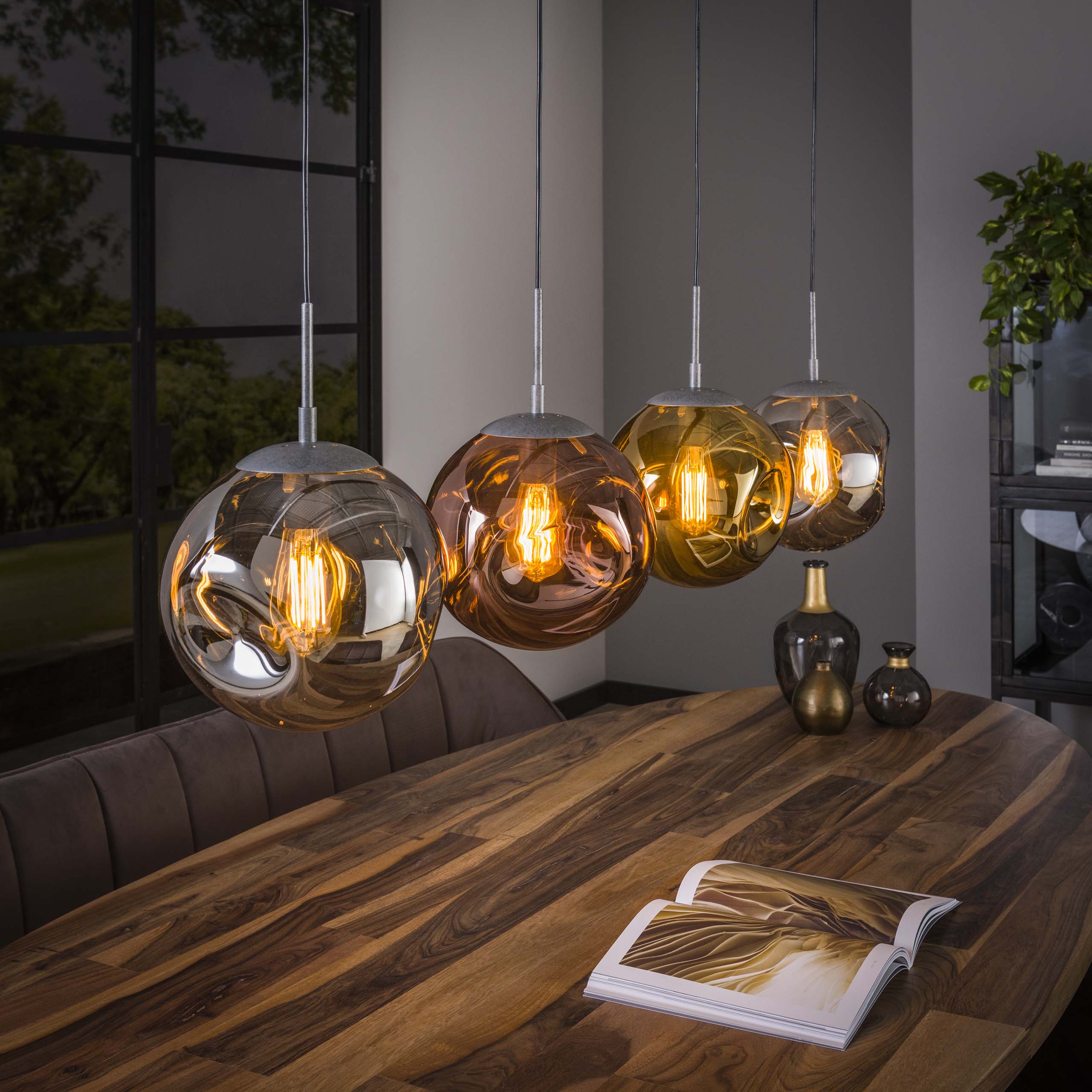 Pendelleuchte Mirow 4-Fassungen - Alt Silber – Ambiente