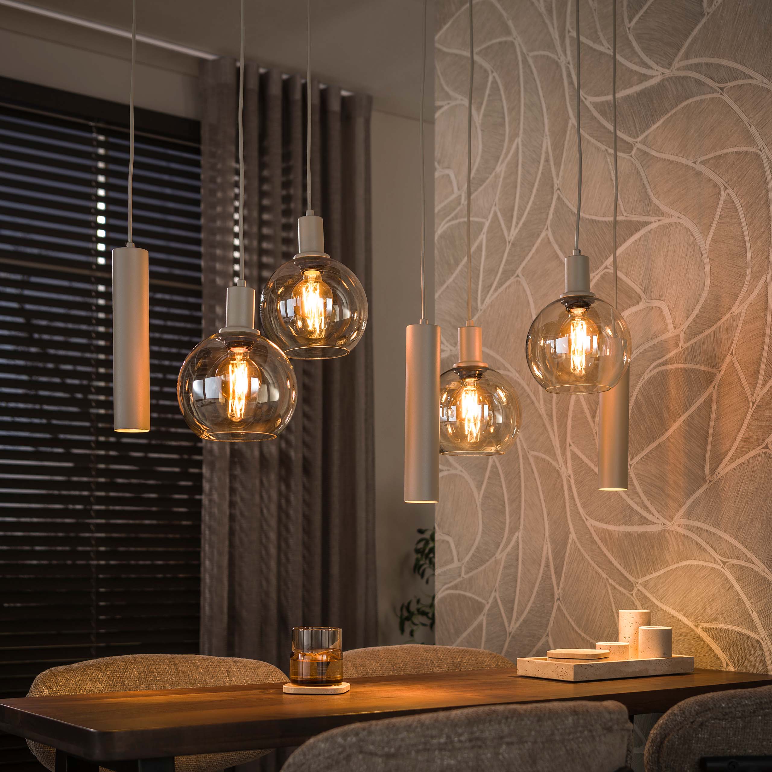 Pendelleuchte Güstrow Tricolore 4+3-Fassungen - Beige – Ambiente