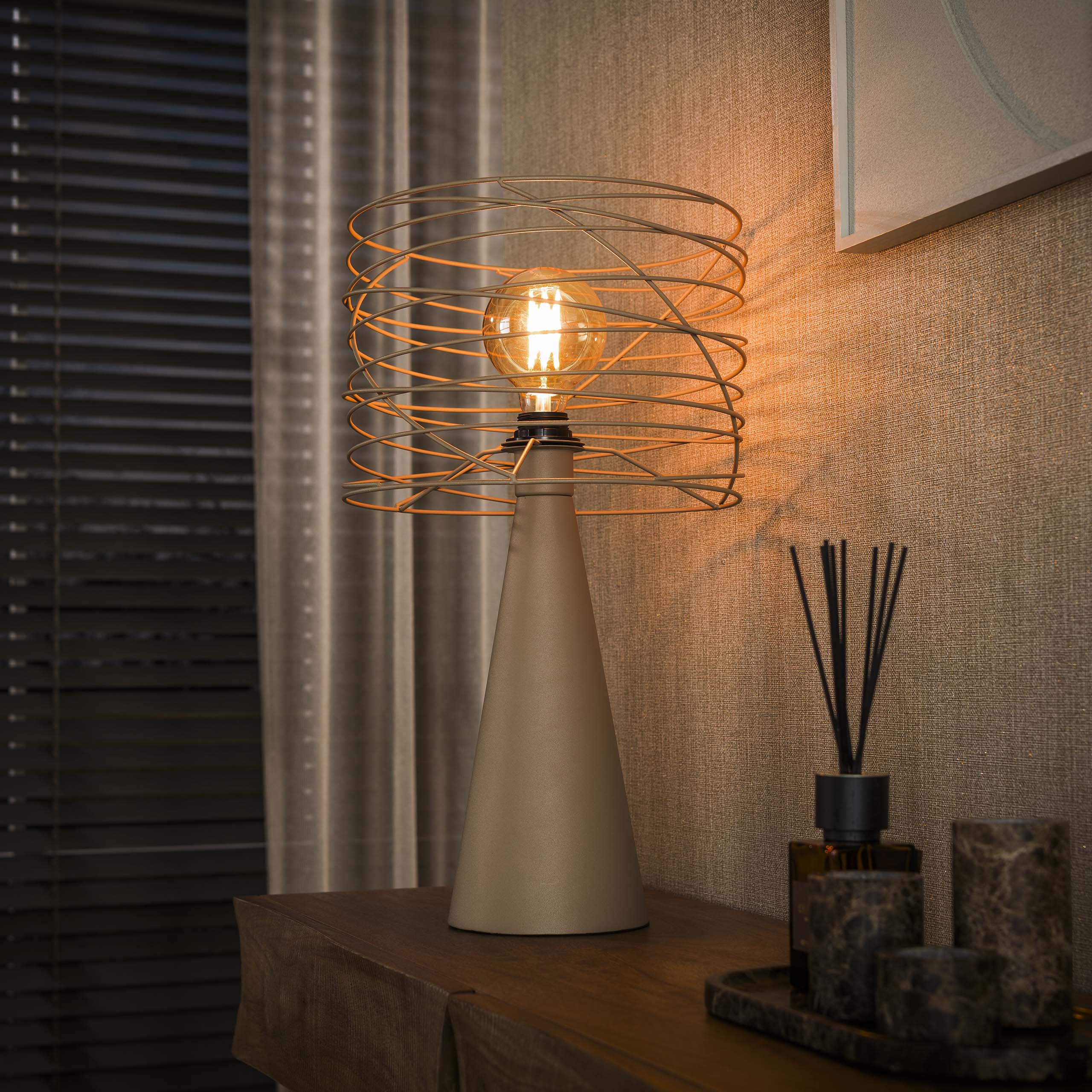 Tischleuchte Nyborg 1-Fassung - Beige – Ambiente