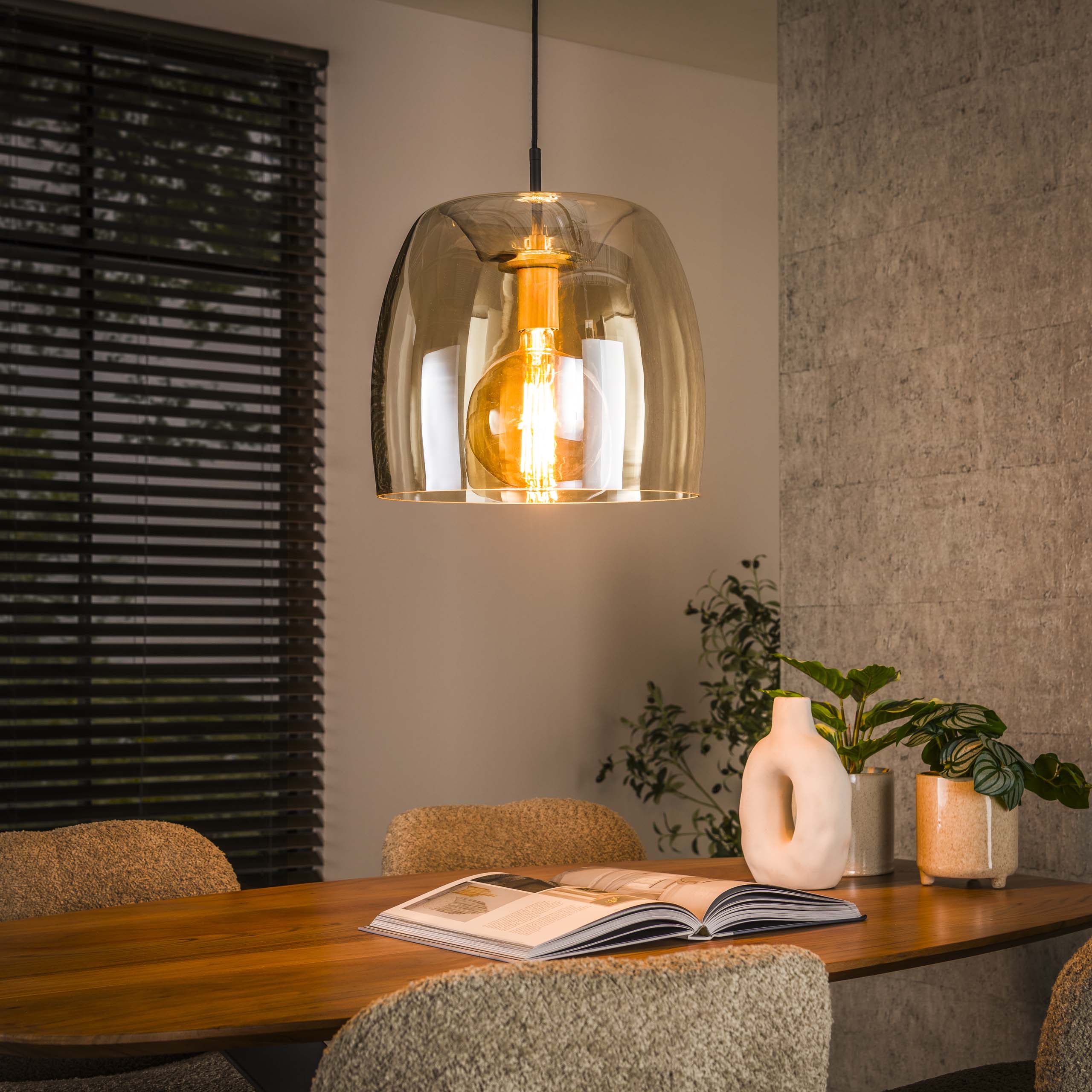 Pendelleuchte Hvidovre Taastrup 1-Fassung - Amberfarbenes Glas – Ambiente