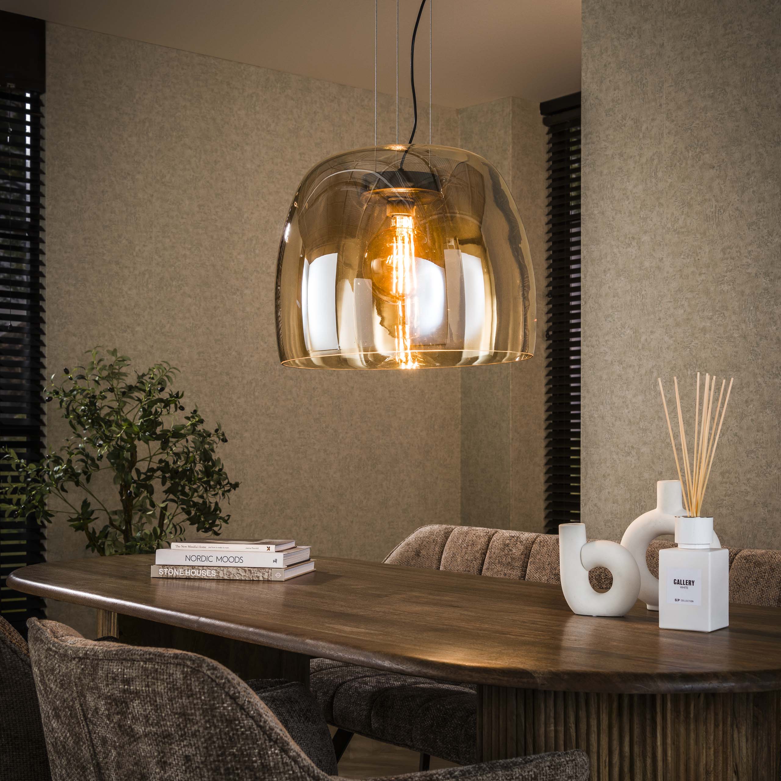 Pendelleuchte Hvidovre Taastrup XL 1-Fassung - Amberfarbenes Glas – Ambiente