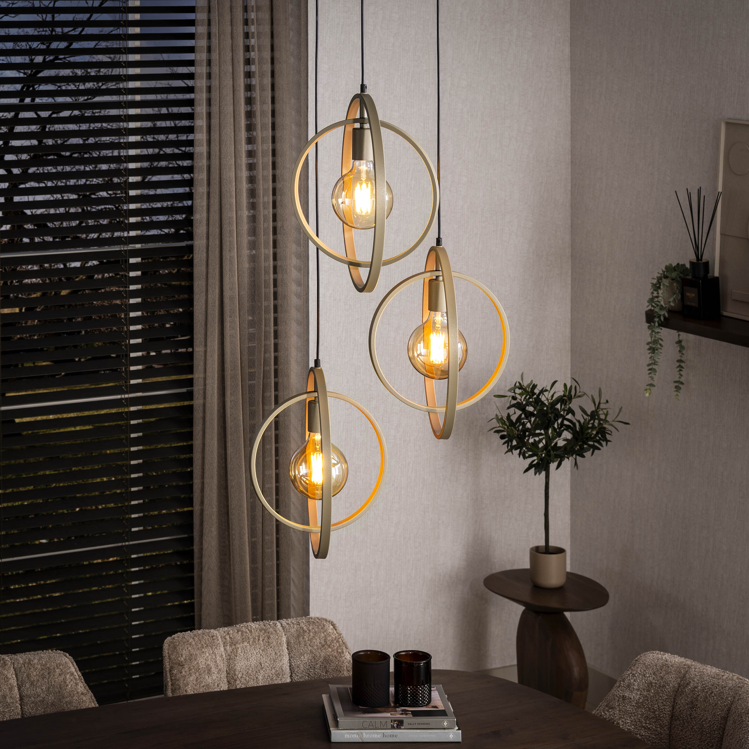 Pendelleuchte Barnim Around gestuft 3-Fassungen - Beige – Ambiente
