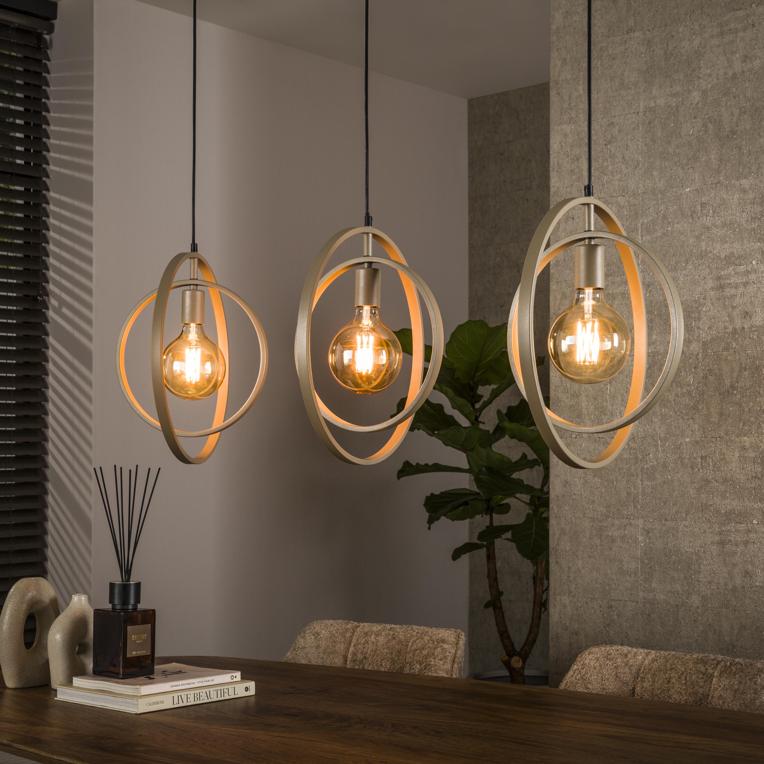 Pendelleuchte Barnim Around 3-Fassungen - Beige – Ambiente