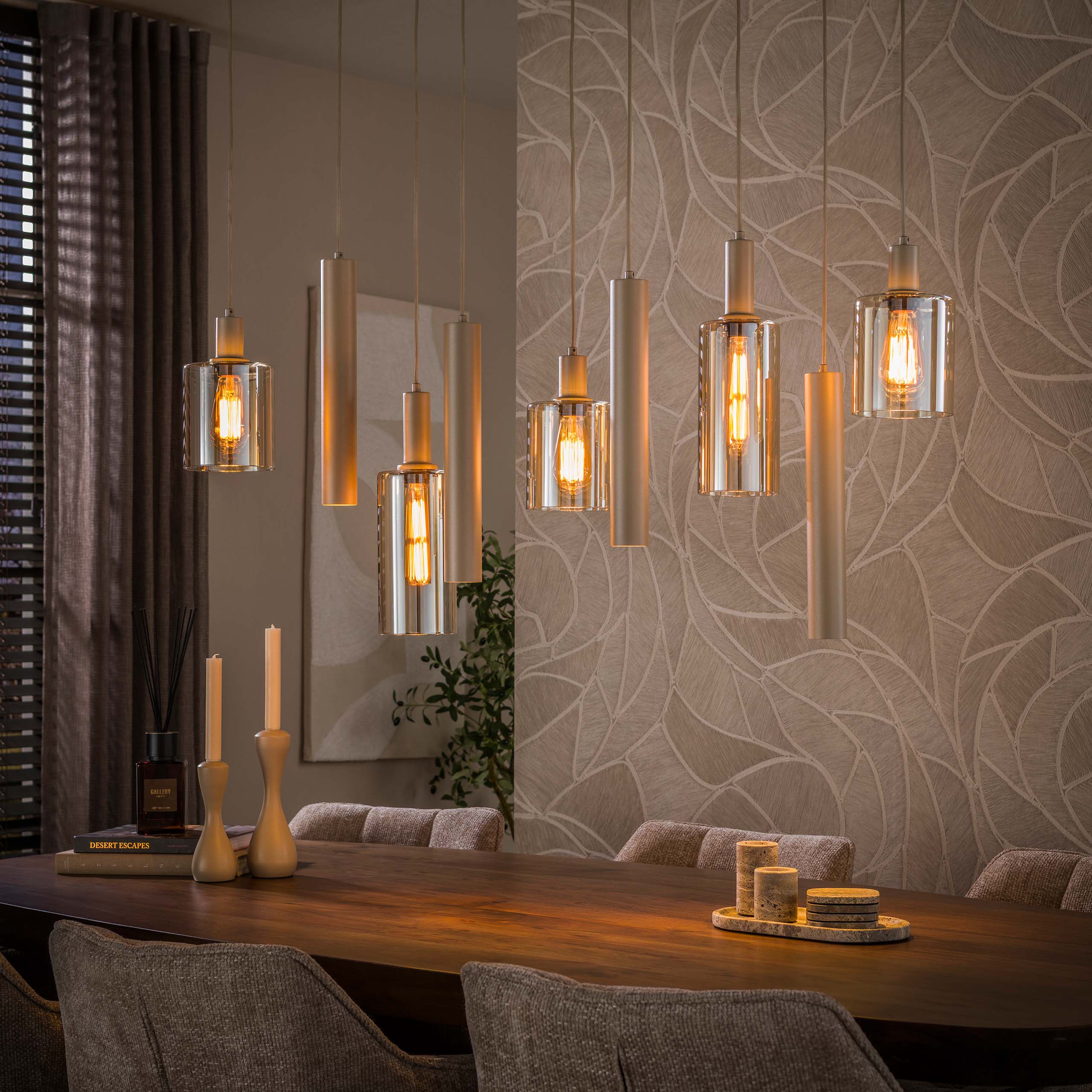 Pendelleuchte Heiligendamm 5+4-Fassungen - Beige – Ambiente