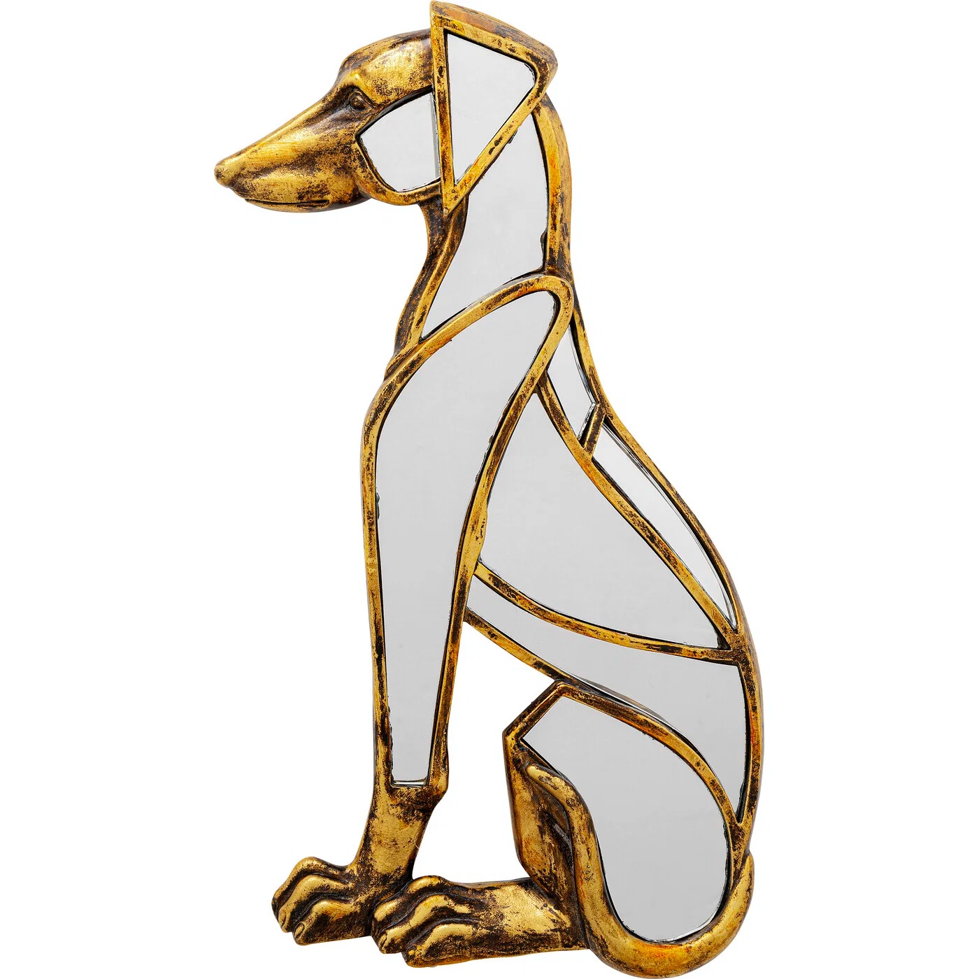Spiegel Hundekontur in Gold 24 × 38 cm