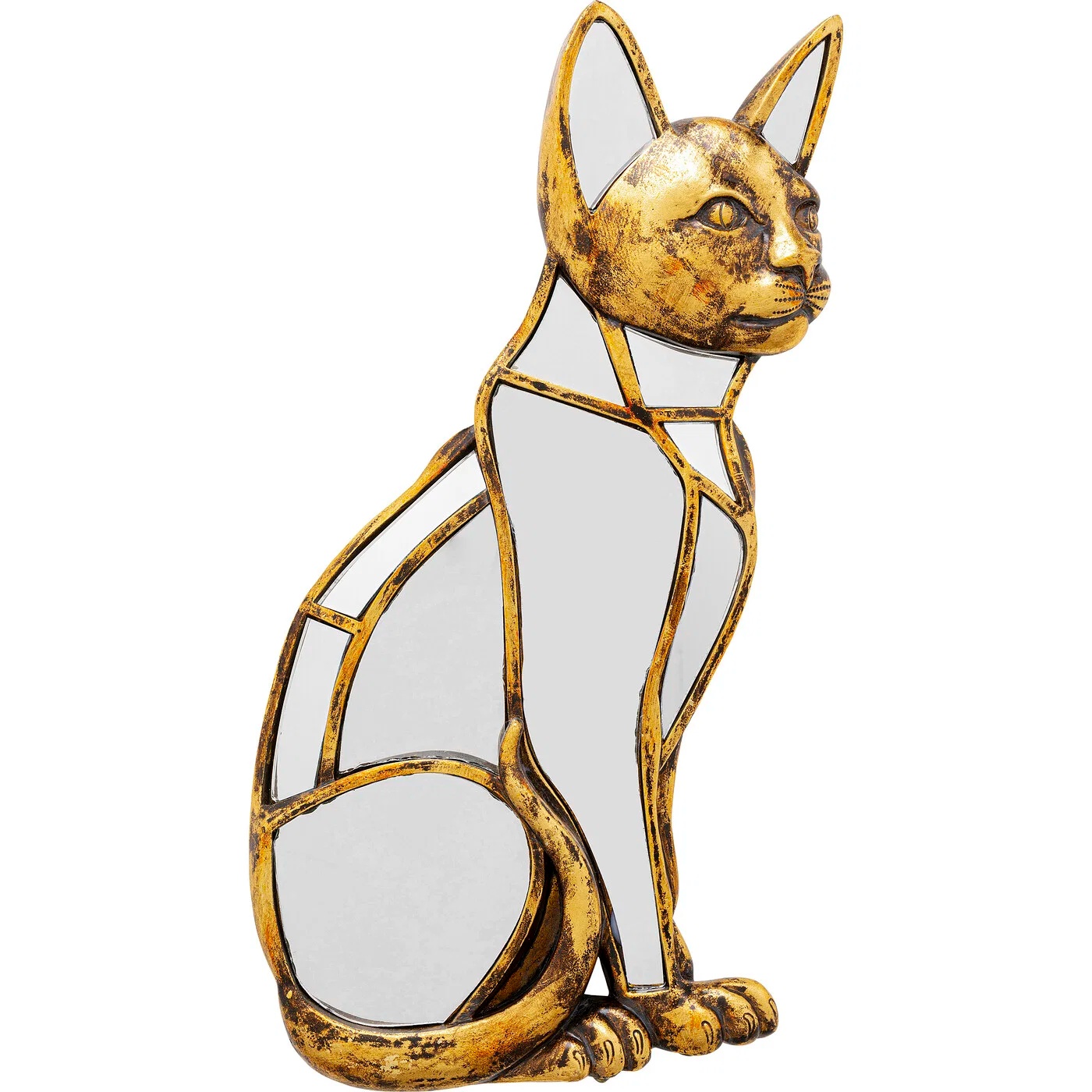 Spiegel Katzenkontur in Gold 24 × 38 cm