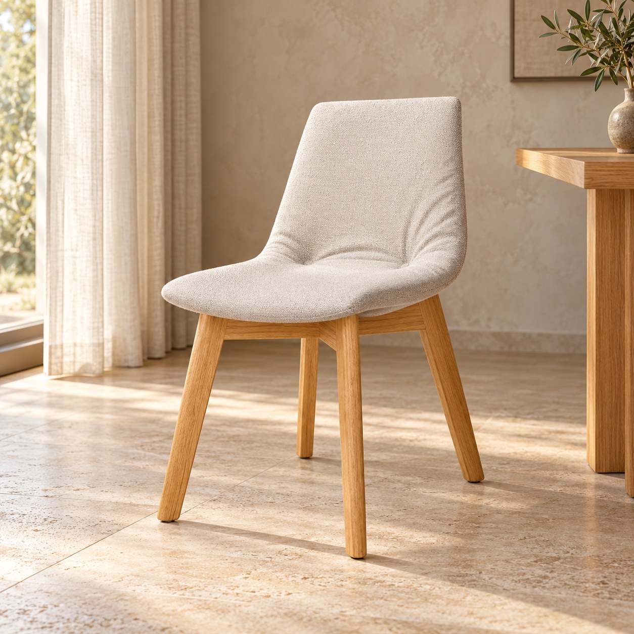 lui Essentials – Stuhl · Eiche Naturöl · Stoff Sera almond