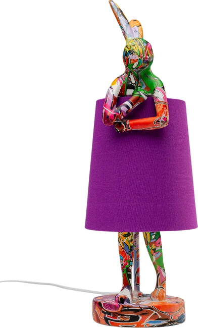 Tischleuchte Hasenfigur Graffiti Lila 50 cm