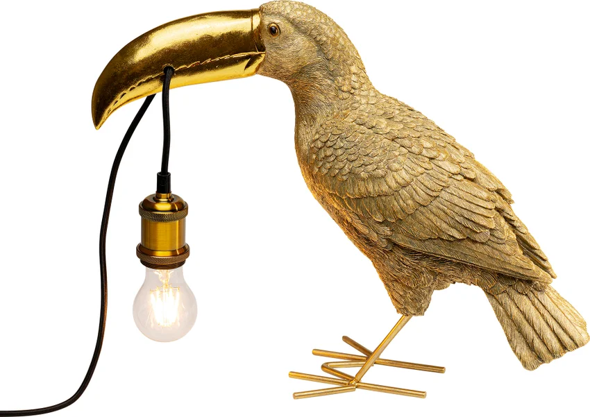 Tischleuchte Tukanfigur Gold 42 cm