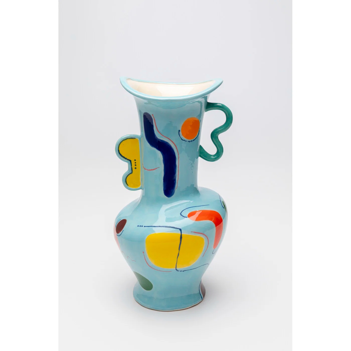 Vase Abstraktes Gesicht Türkis 40 cm
