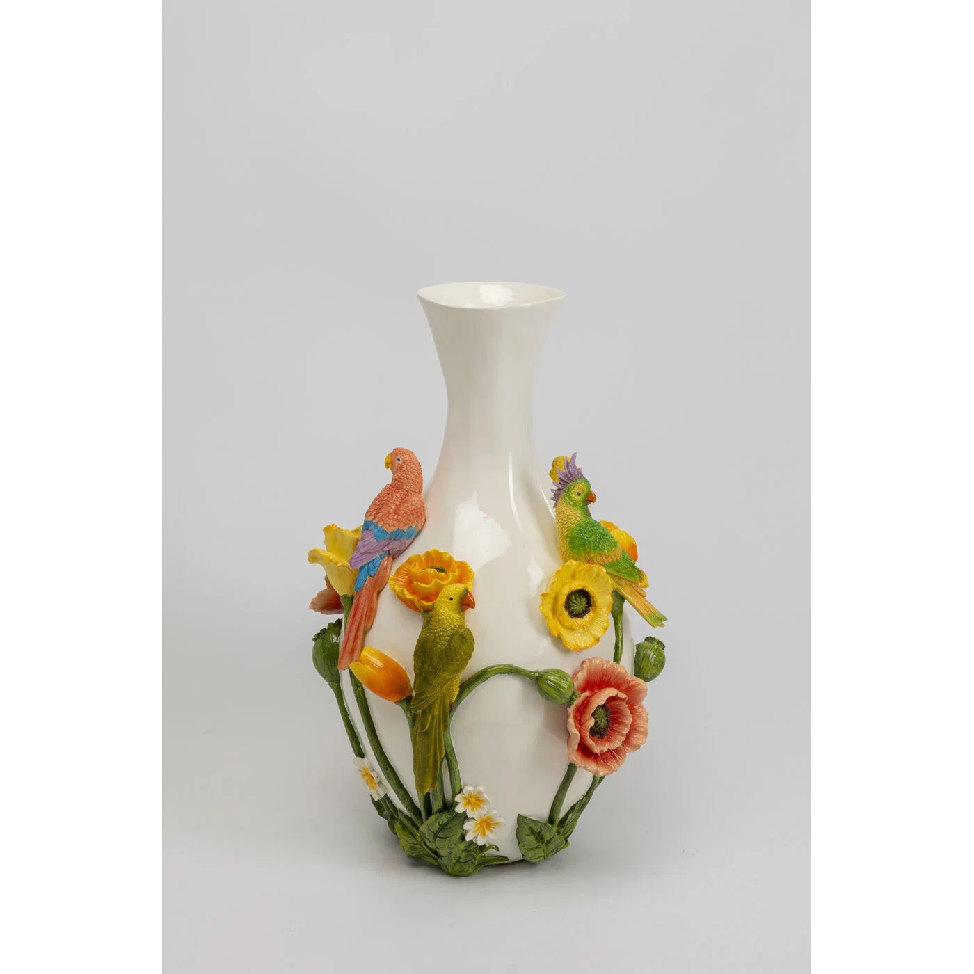 Vase Blumenrelief Weiß 61 cm