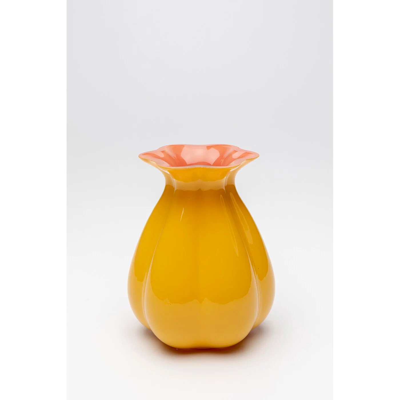 Vase Blütenrand Gelb-Rosa 20 cm