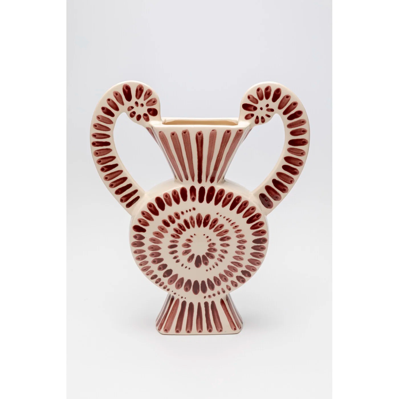 Vase Doppelhenkel Rot-Creme 39 cm