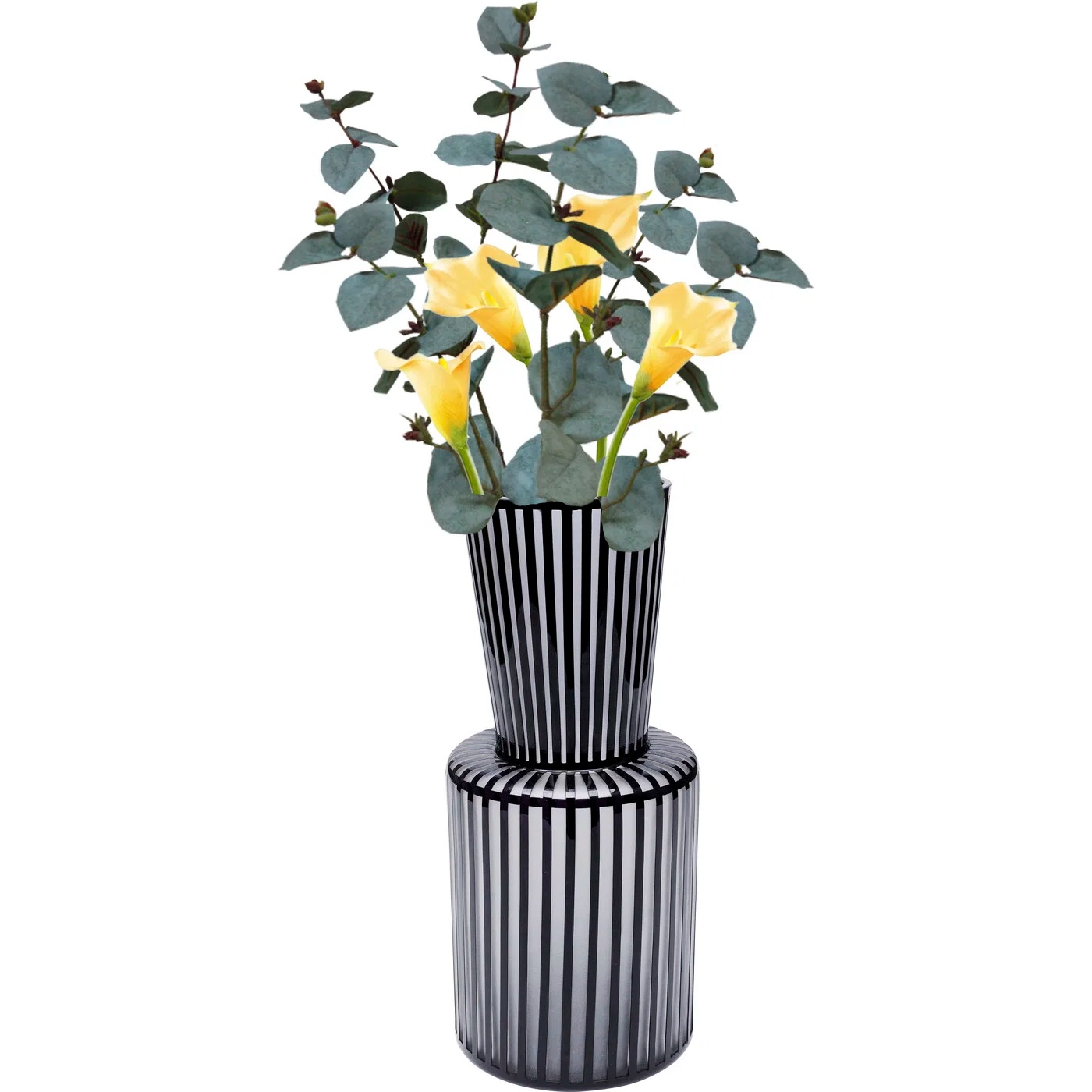 Vase Gestreift in Schwarz und Weiß 41 cm