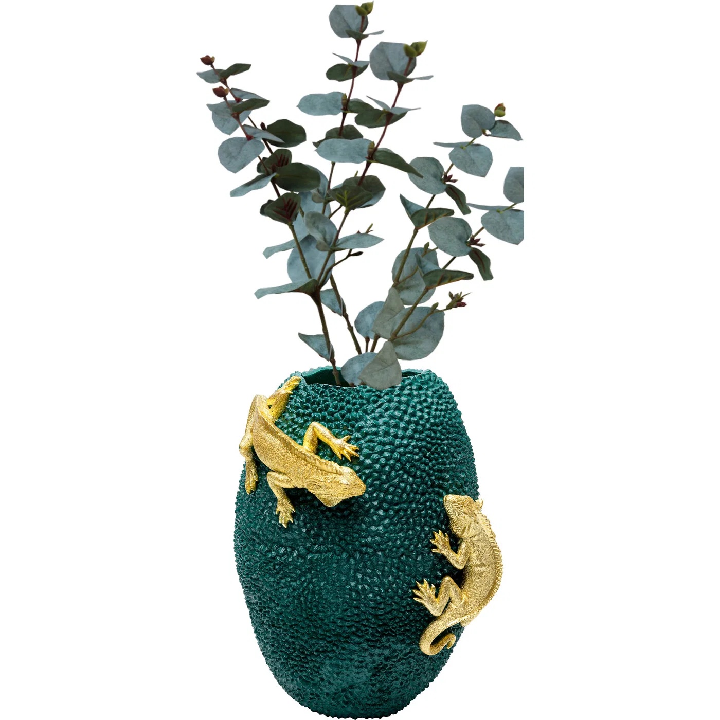 Vase mit Goldenen Echsen in Grün 39 cm