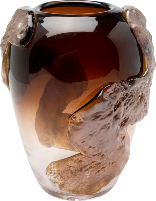 Vase Glasrelief Braun 23 cm