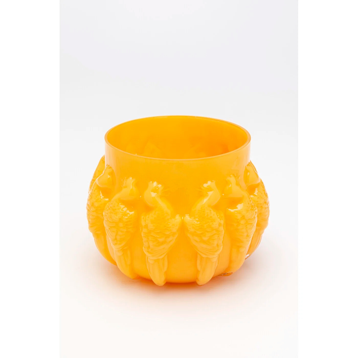 Vase Vogelrelief Orange 16 cm
