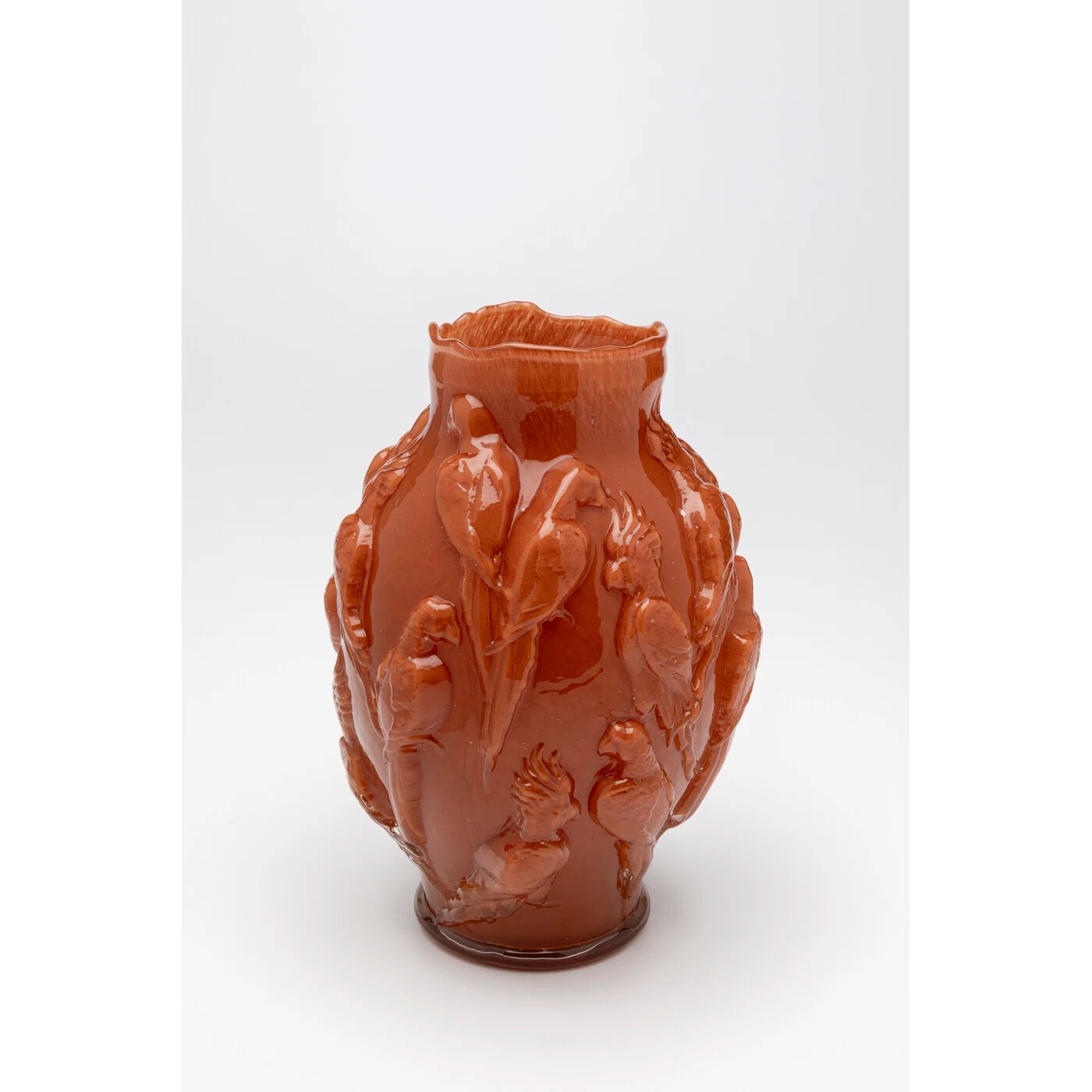 Vase Vogelrelief Terrakotta 30 cm