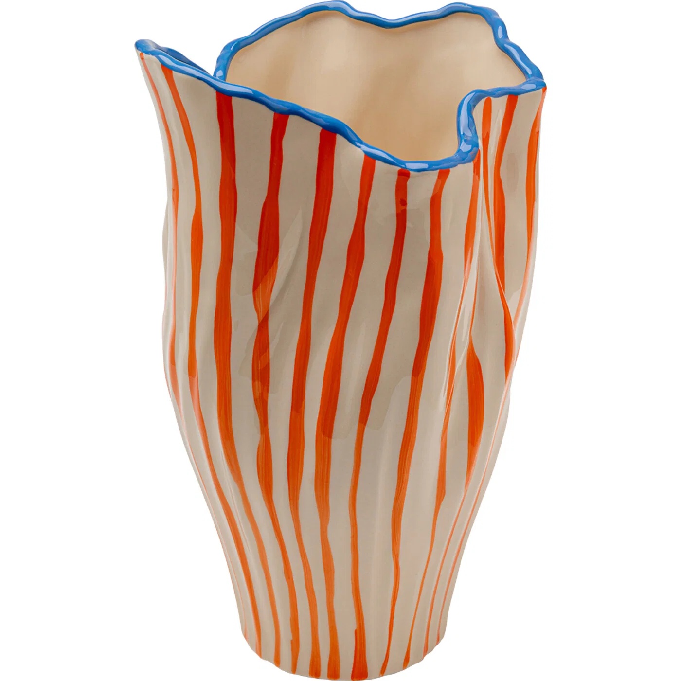 Vase Wellenrand Streifen Orange 23 cm