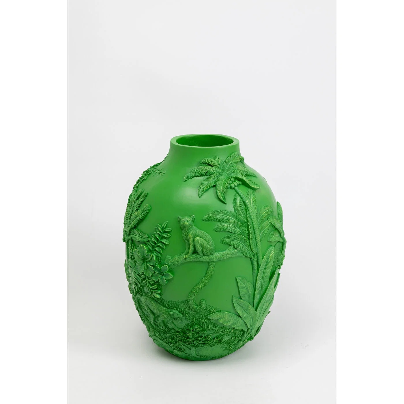 Vase Blätterrelief Grün 60 cm