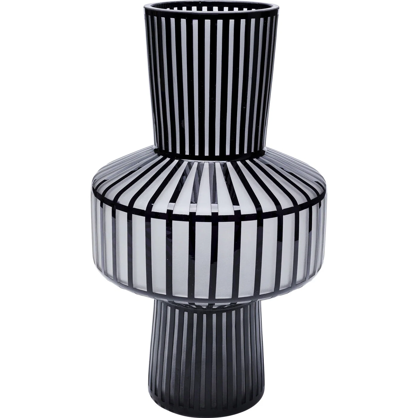 Vase Glasbauch Schwarz-Weiß 42 cm