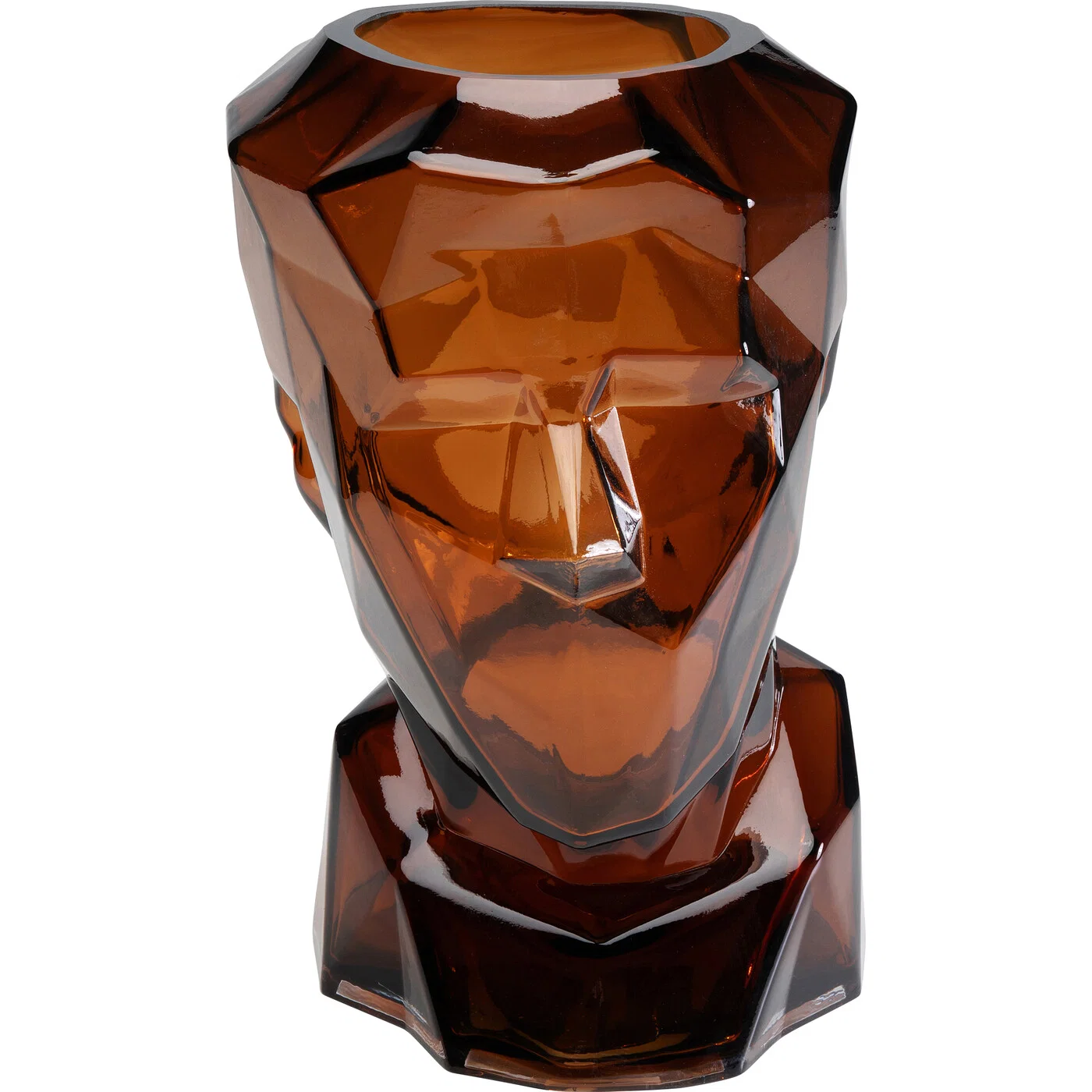 Vase Glasgesicht Braun 30 cm
