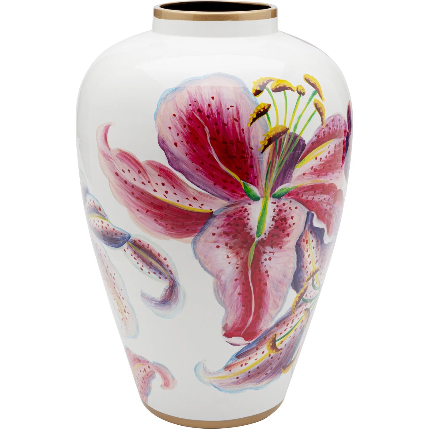 Vase Lilienmalerei Rosa 37 cm