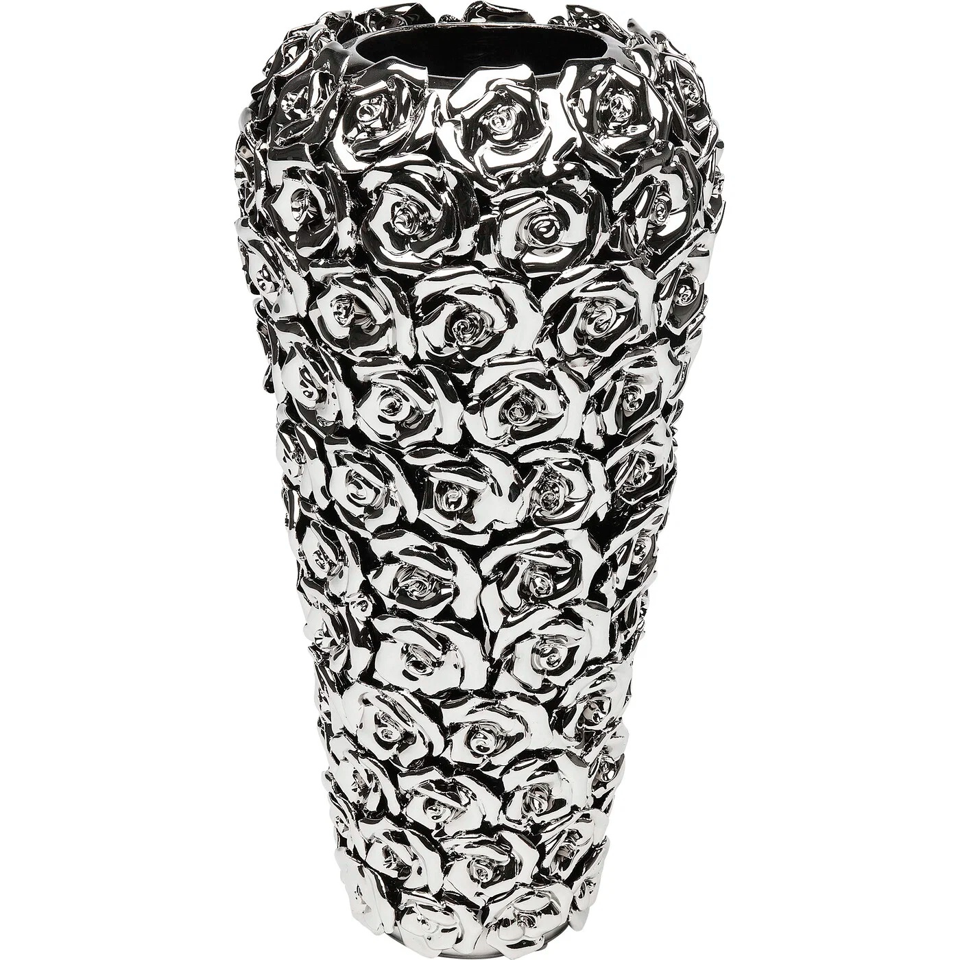 Vase Rosenrelief Chrom Klein