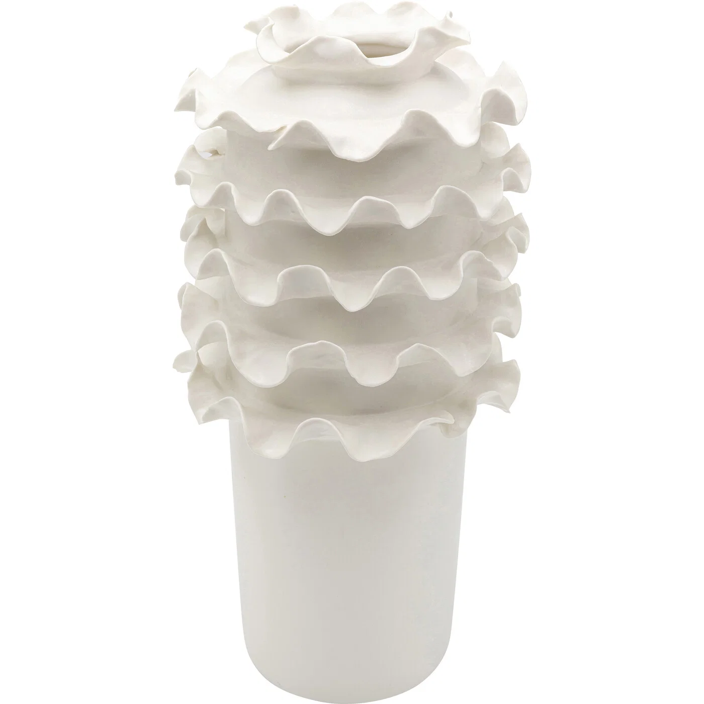 Vase Wellenkragen Weiß 39 cm