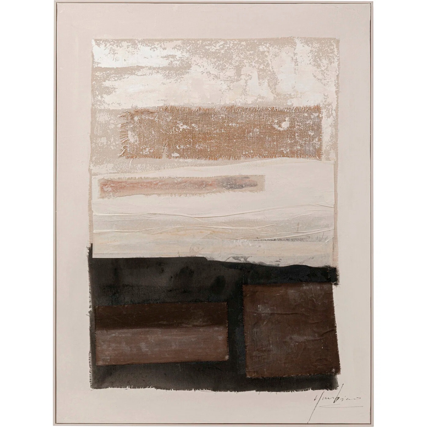 Wandbild Abstrakte Felder in Beige und Braun 90 × 120 cm
