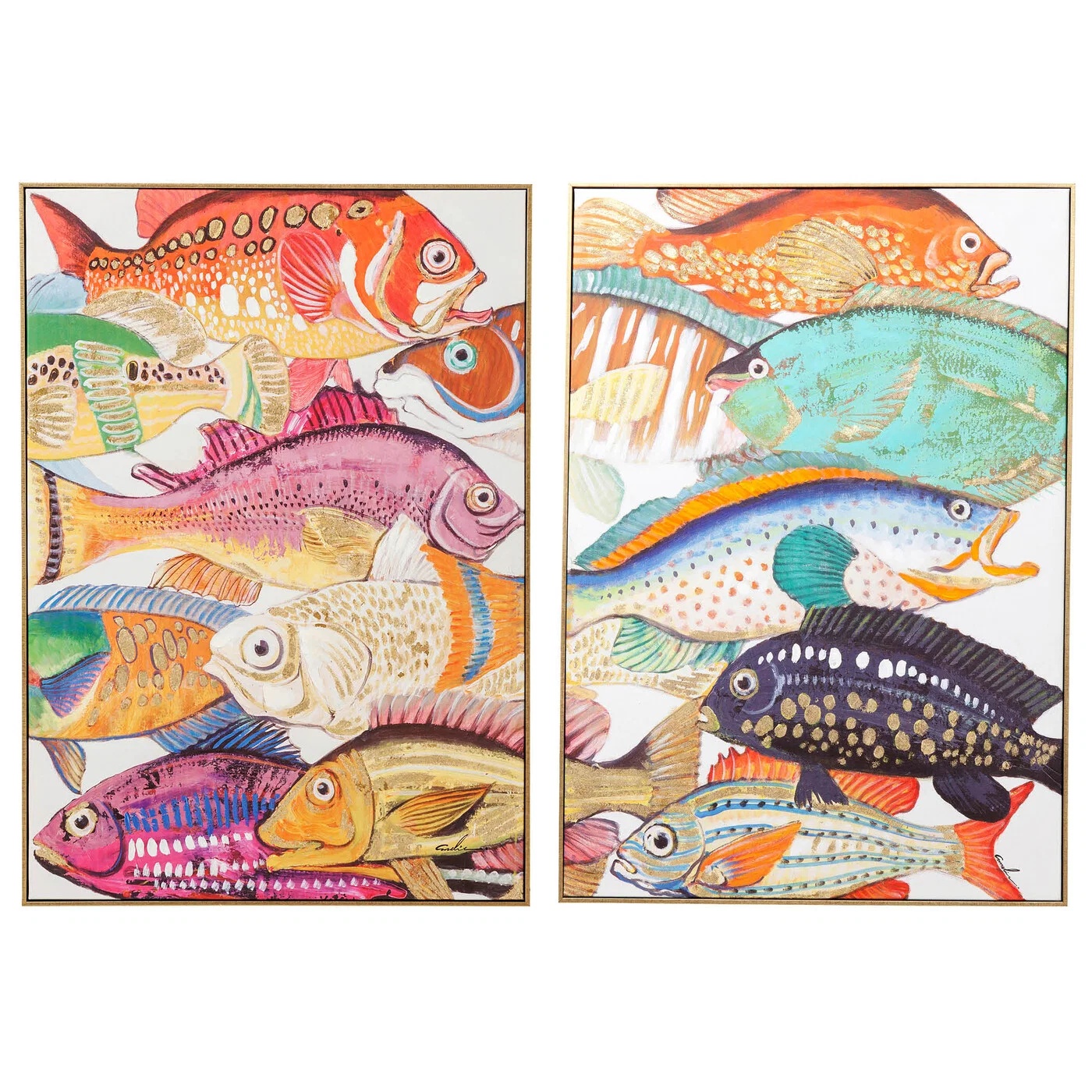 Wandbild Bunte Fische – zweiteilig