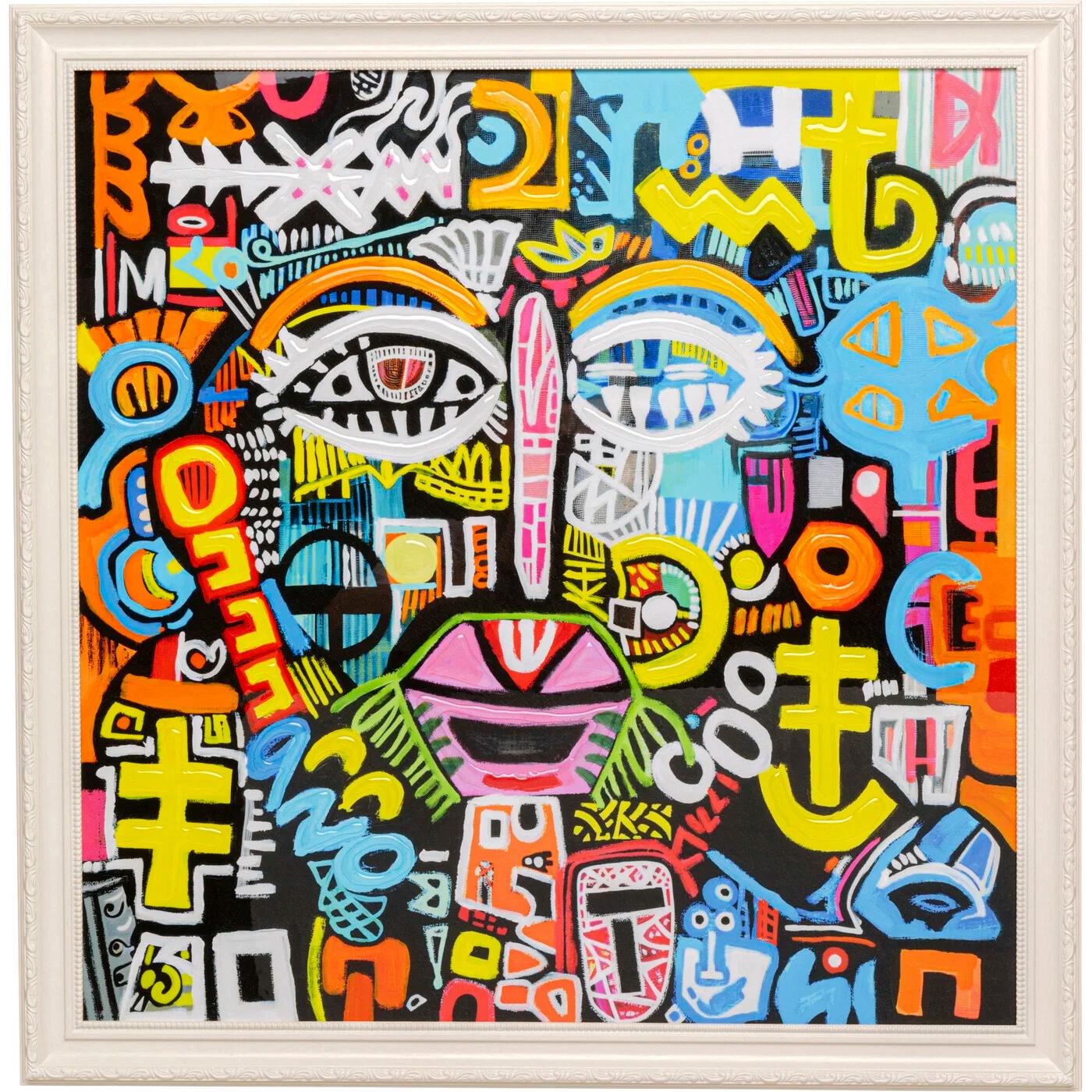 Wandbild Bunte Zeichen 80 × 80 cm