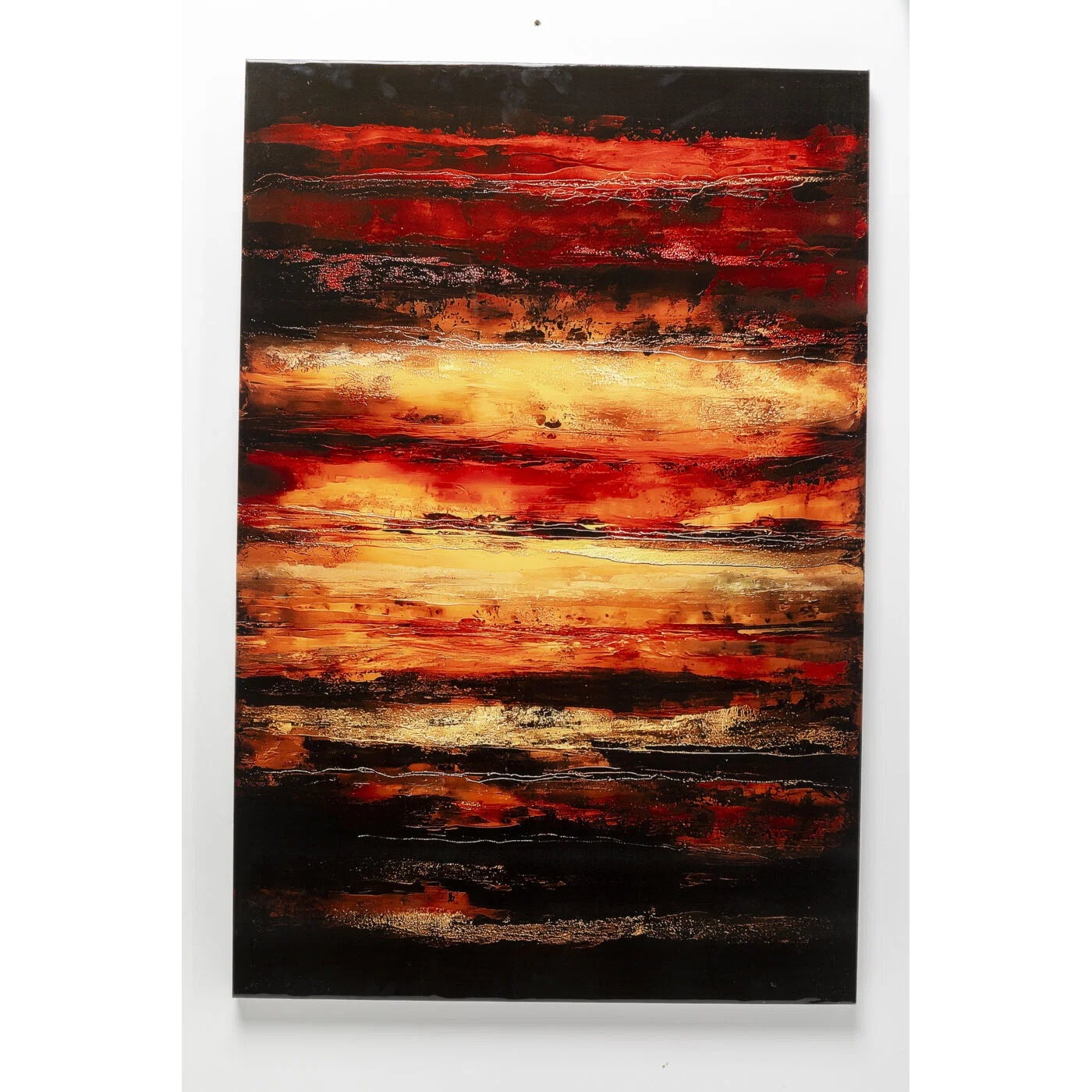 Wandbild Farbspuren Rot-Gold 80 × 120 cm