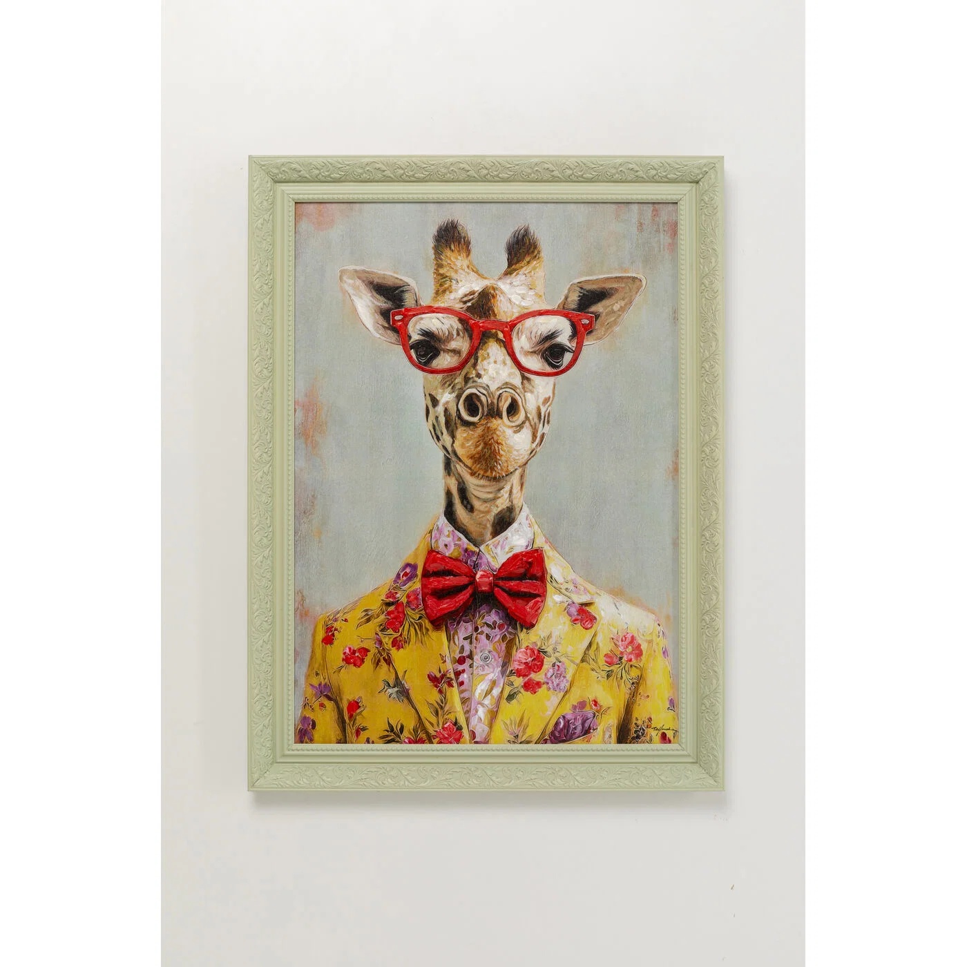 Wandbild Giraffe mit Brille 50 × 70 cm
