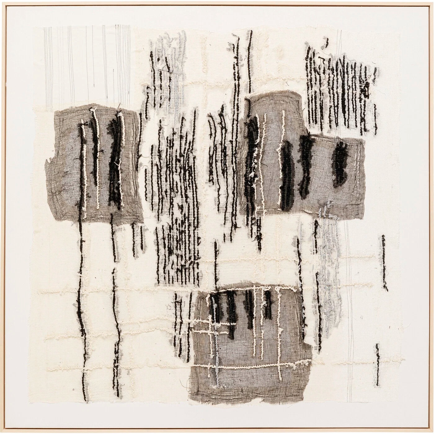 Wandbild Linienarchitektur Schwarz-Creme 120 × 120 cm
