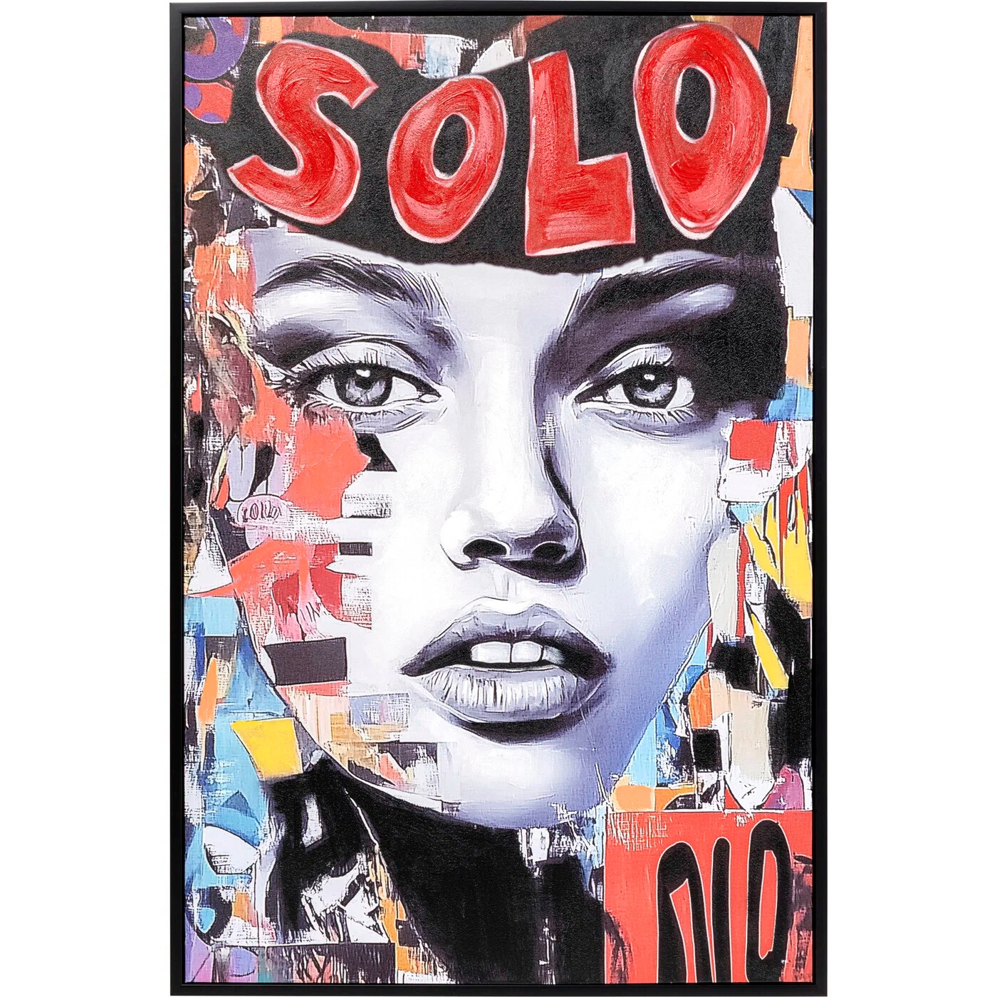 Wandbild Pop-Art-Porträt mit Schrift 80 × 120 cm