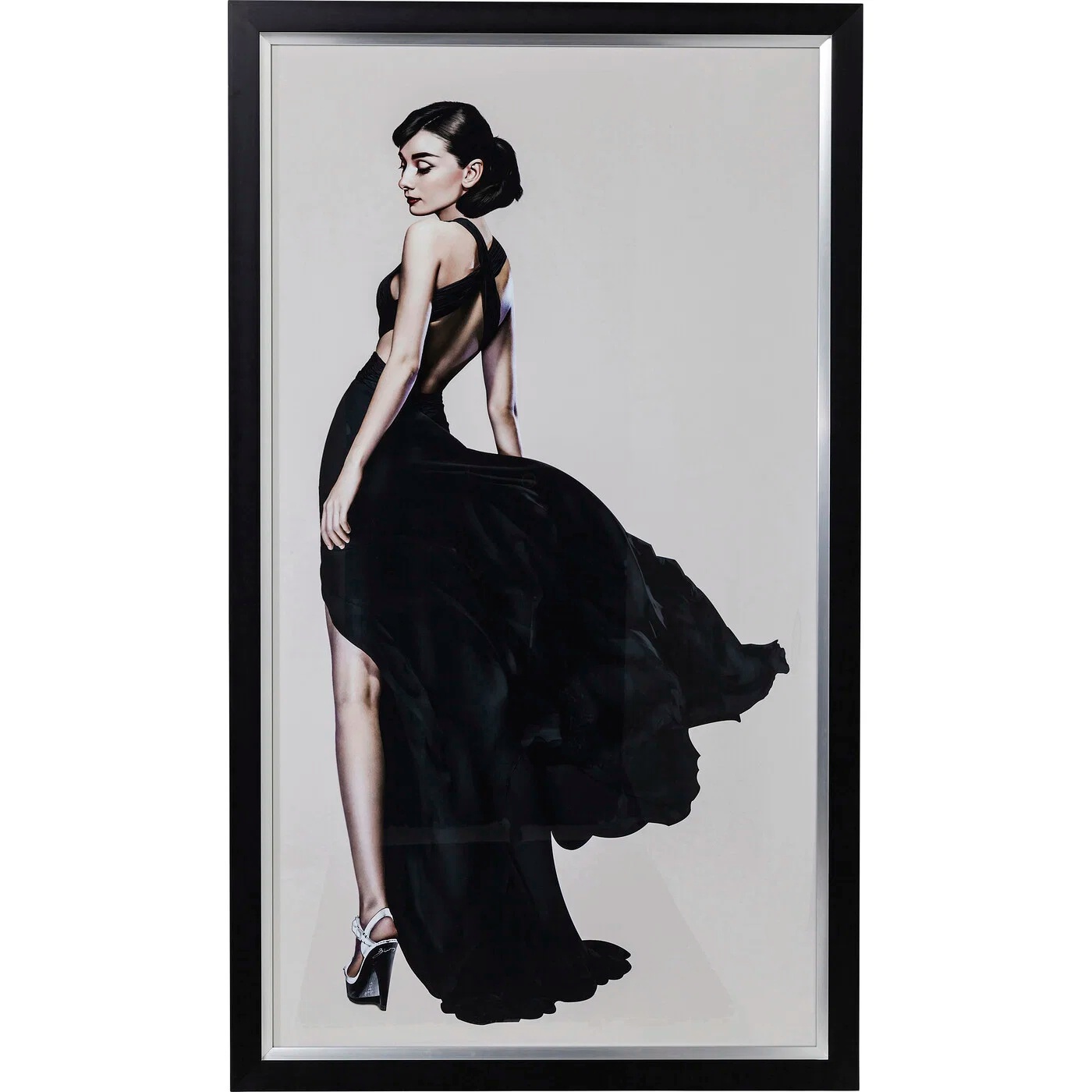 Wandbild Porträt mit Schwarzem Kleid 100 × 172 cm