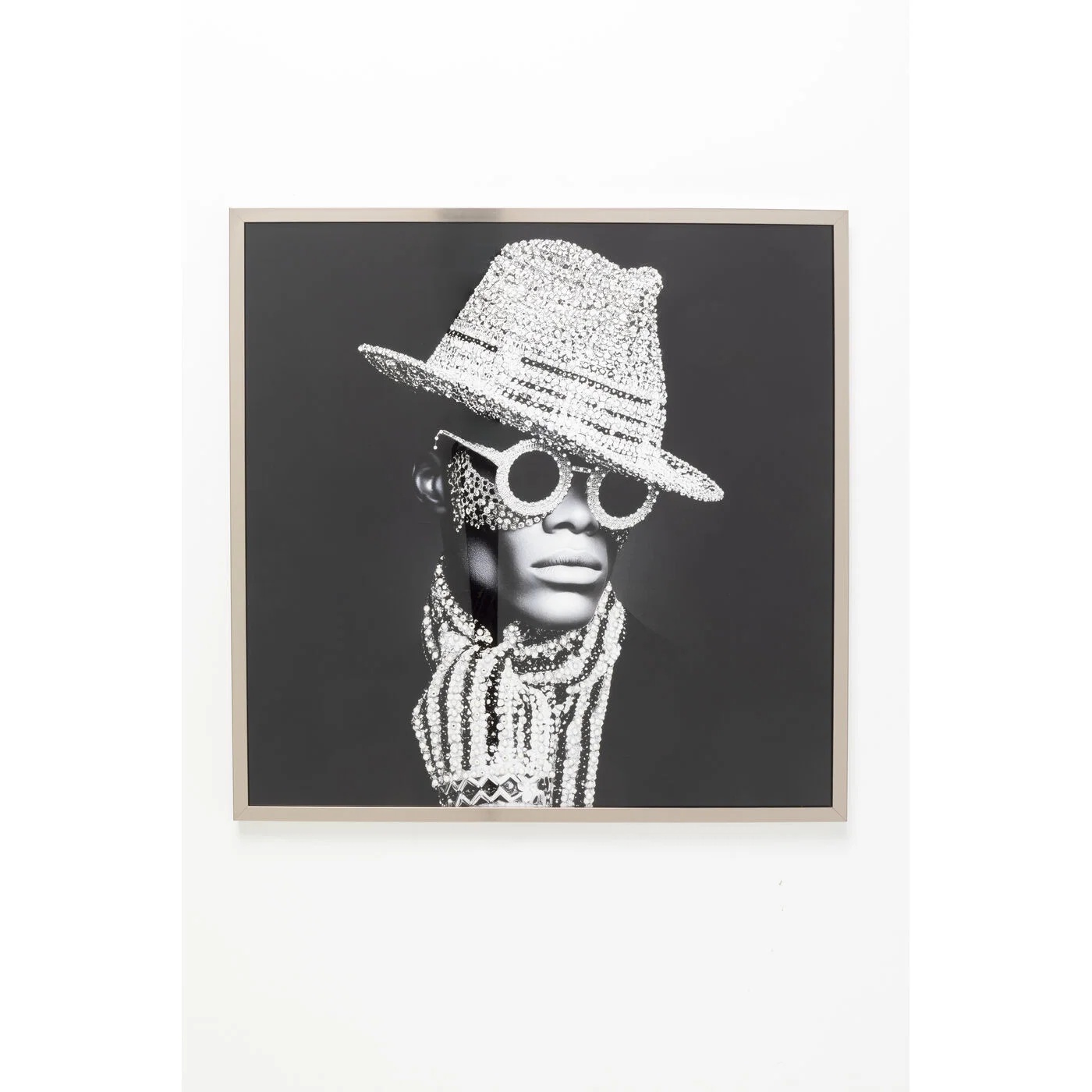 Wandbild Porträt Weißer Hut 80 × 80 cm