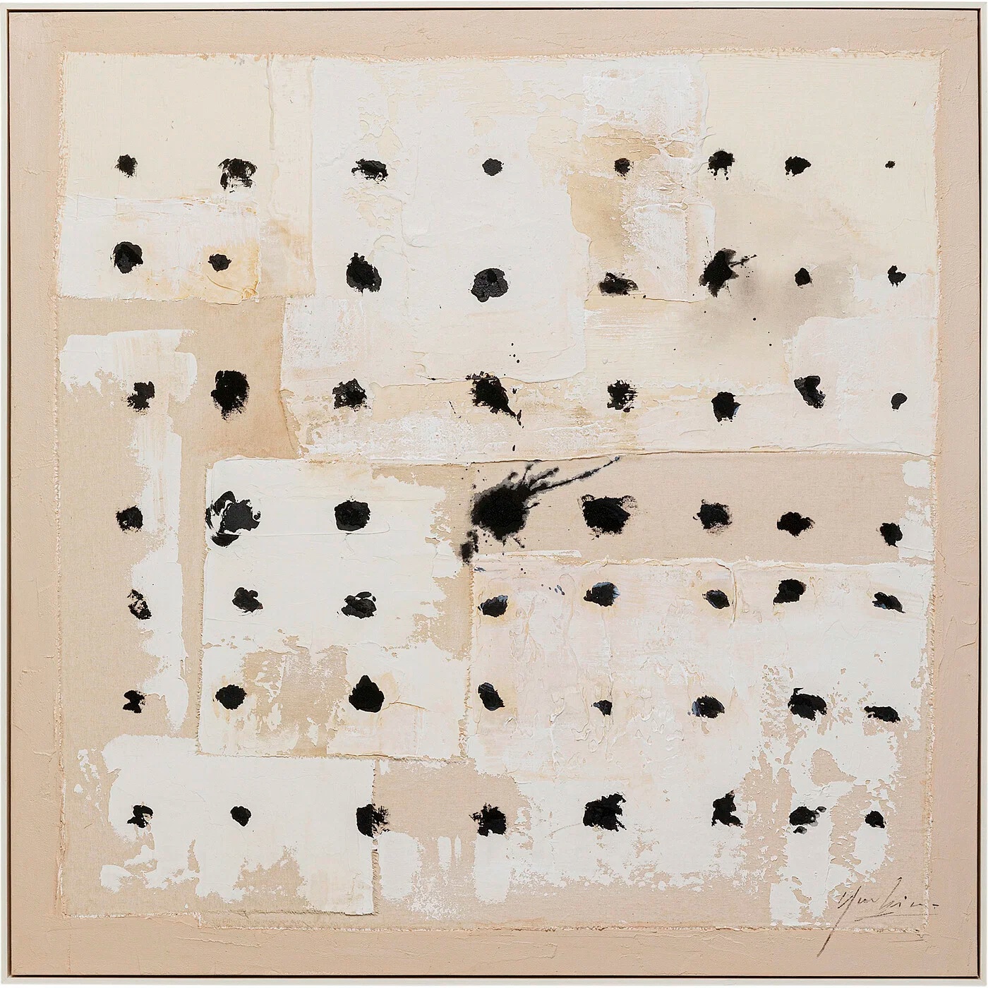 Wandbild Punktgrafik Creme 120 × 120 cm