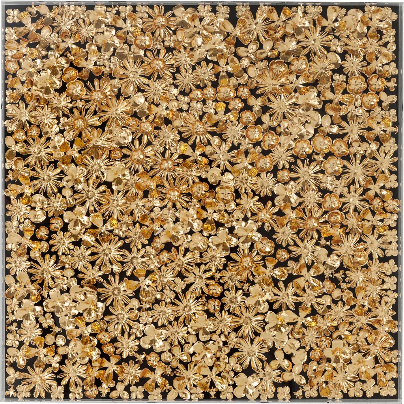Wandobjekt Blütenmeer Gold 120 × 120 cm