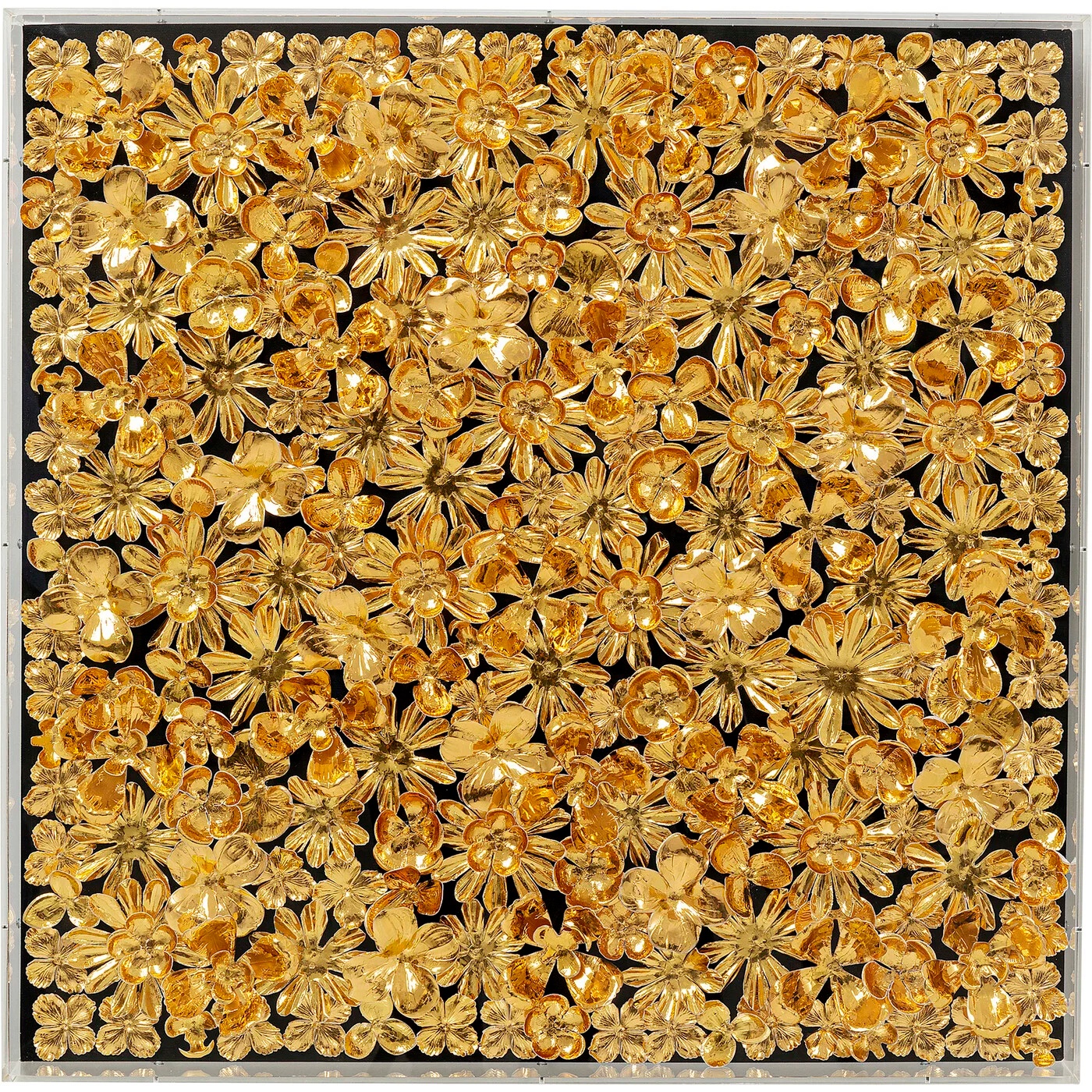 Wandobjekt Blütenmeer Gold 80 × 80 cm