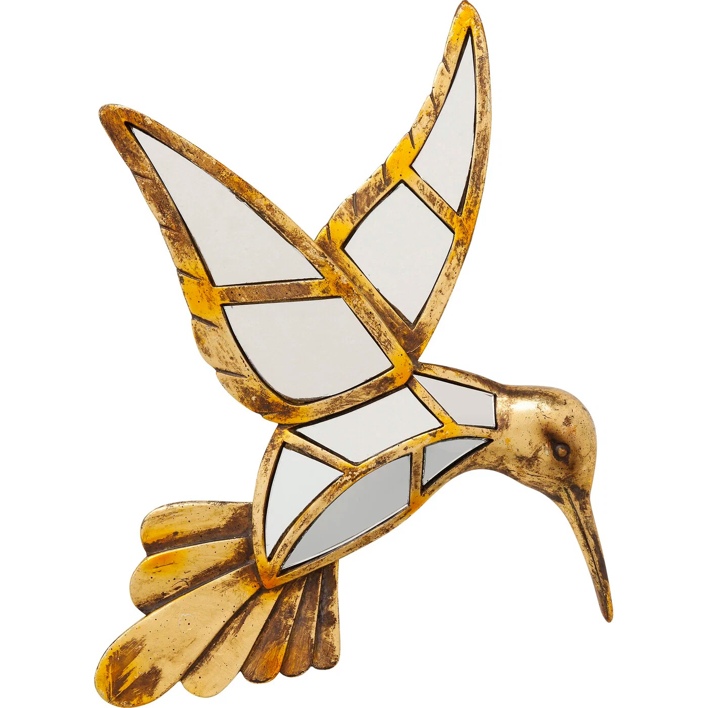 Wandobjekt Kolibri Spiegelglas Gold 27 × 32 cm