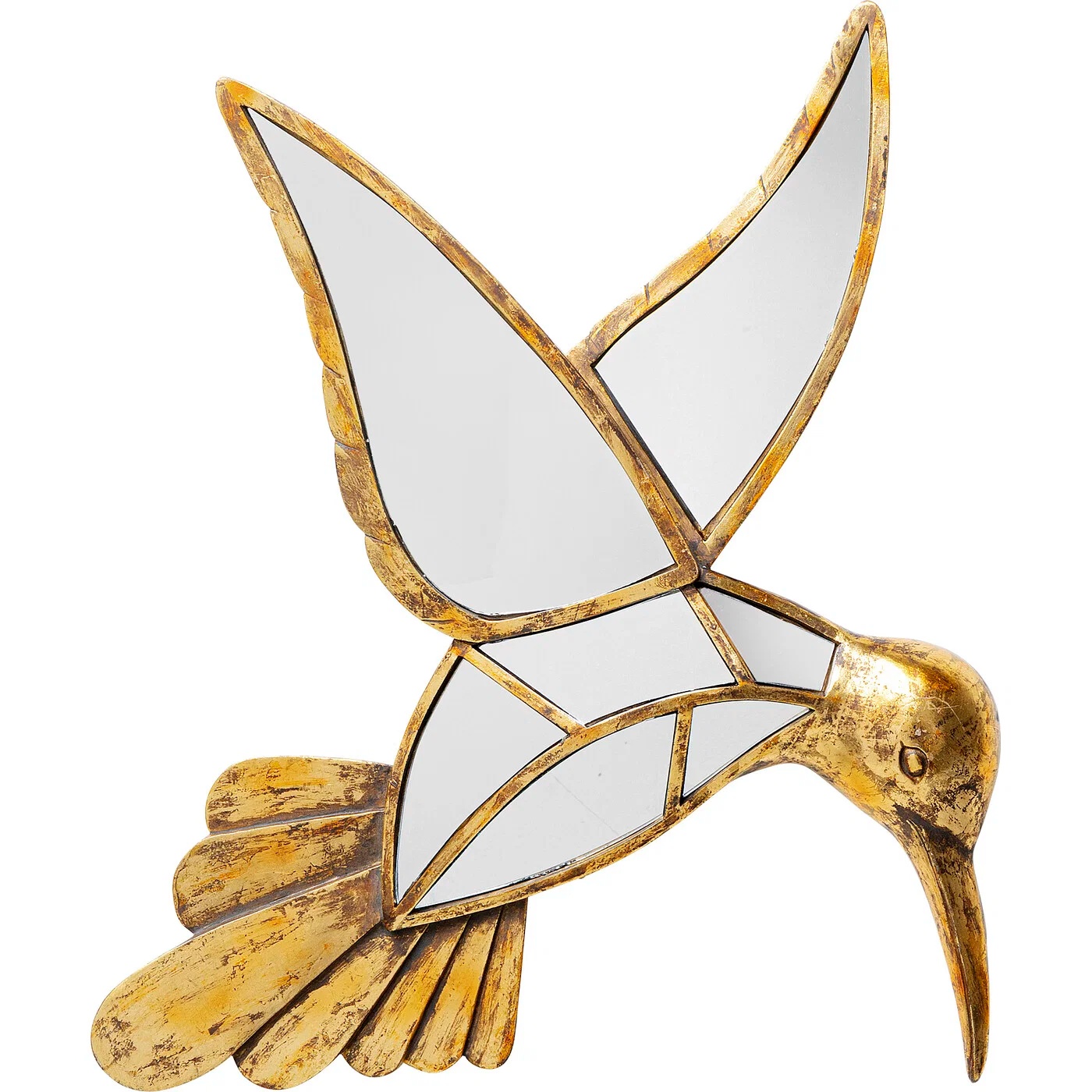 Wandobjekt Kolibri Spiegelglas Gold 51 × 60 cm