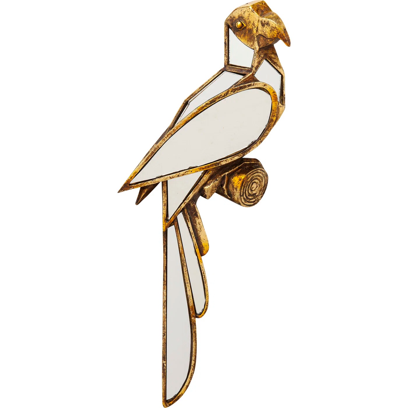 Wandobjekt Papagei Spiegelglas Gold 15 × 43 cm