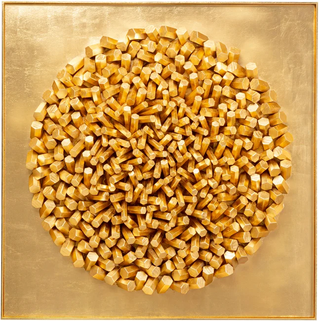 Wandobjekt Stabgeflecht Gold 120 × 120 cm