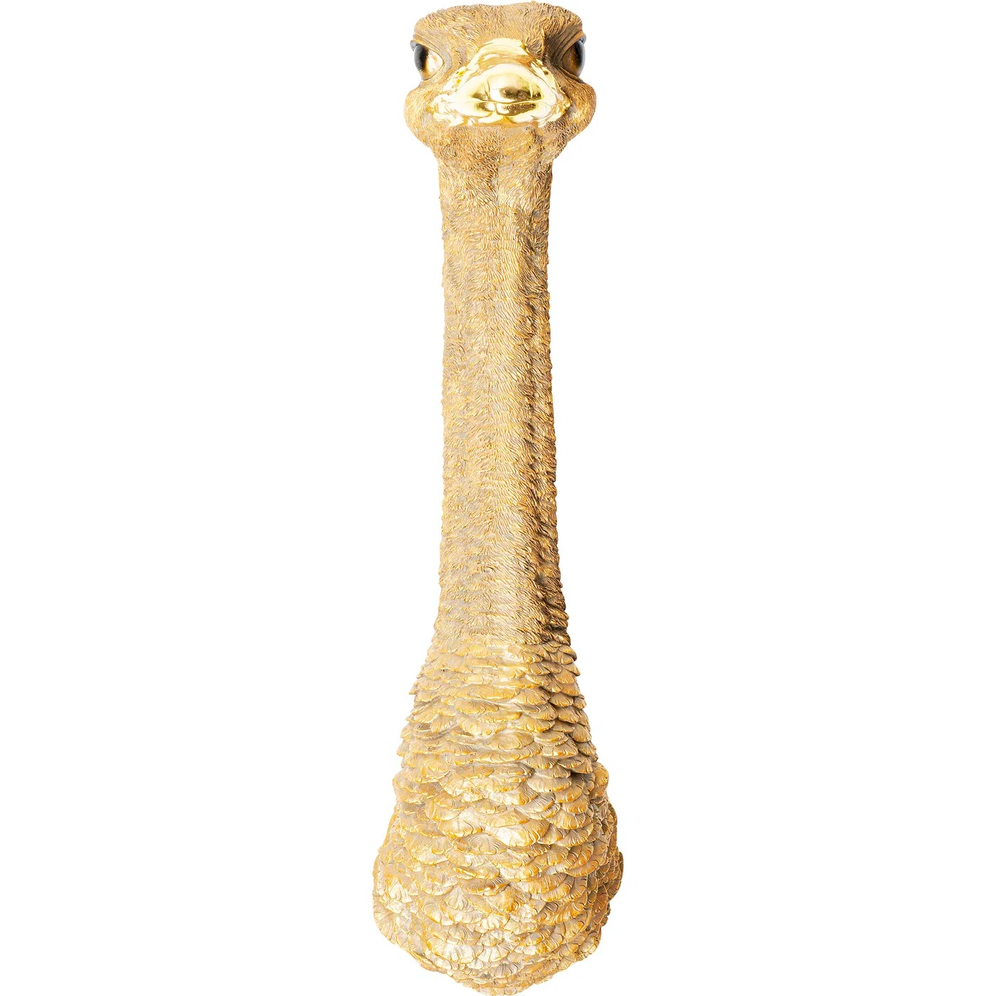Wandobjekt Straußenkopf in Gold 19 × 72 cm